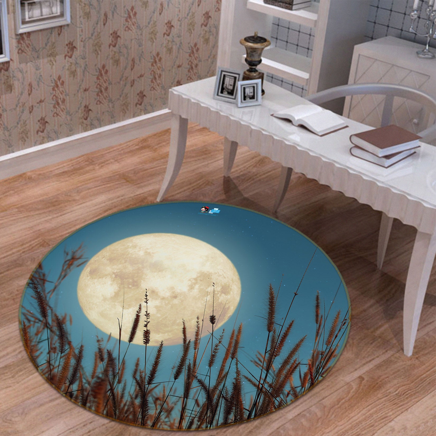 3D Moon Grass 81088 Round Non Slip Rug Mat