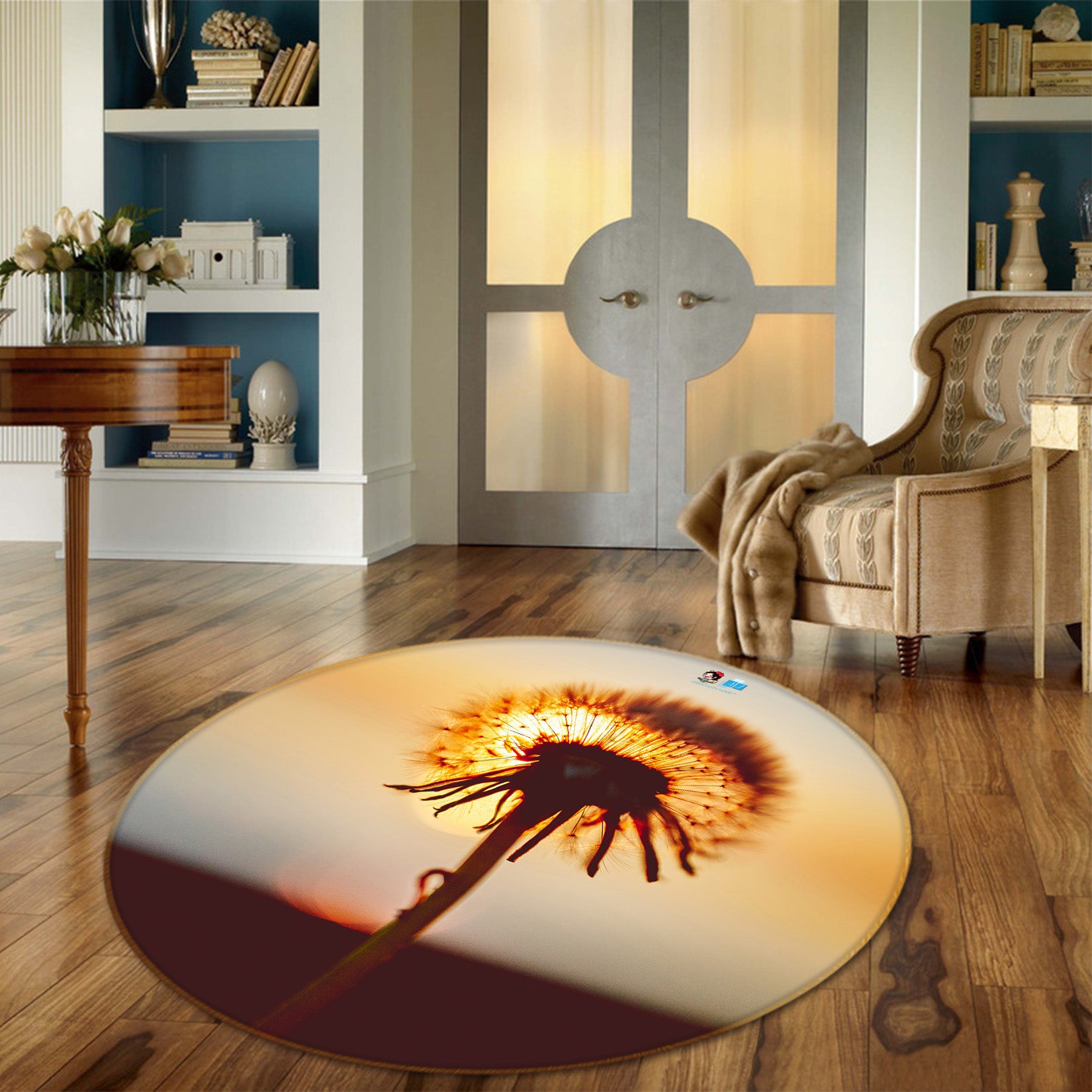 3D Dandelion 71298 Round Non Slip Rug Mat