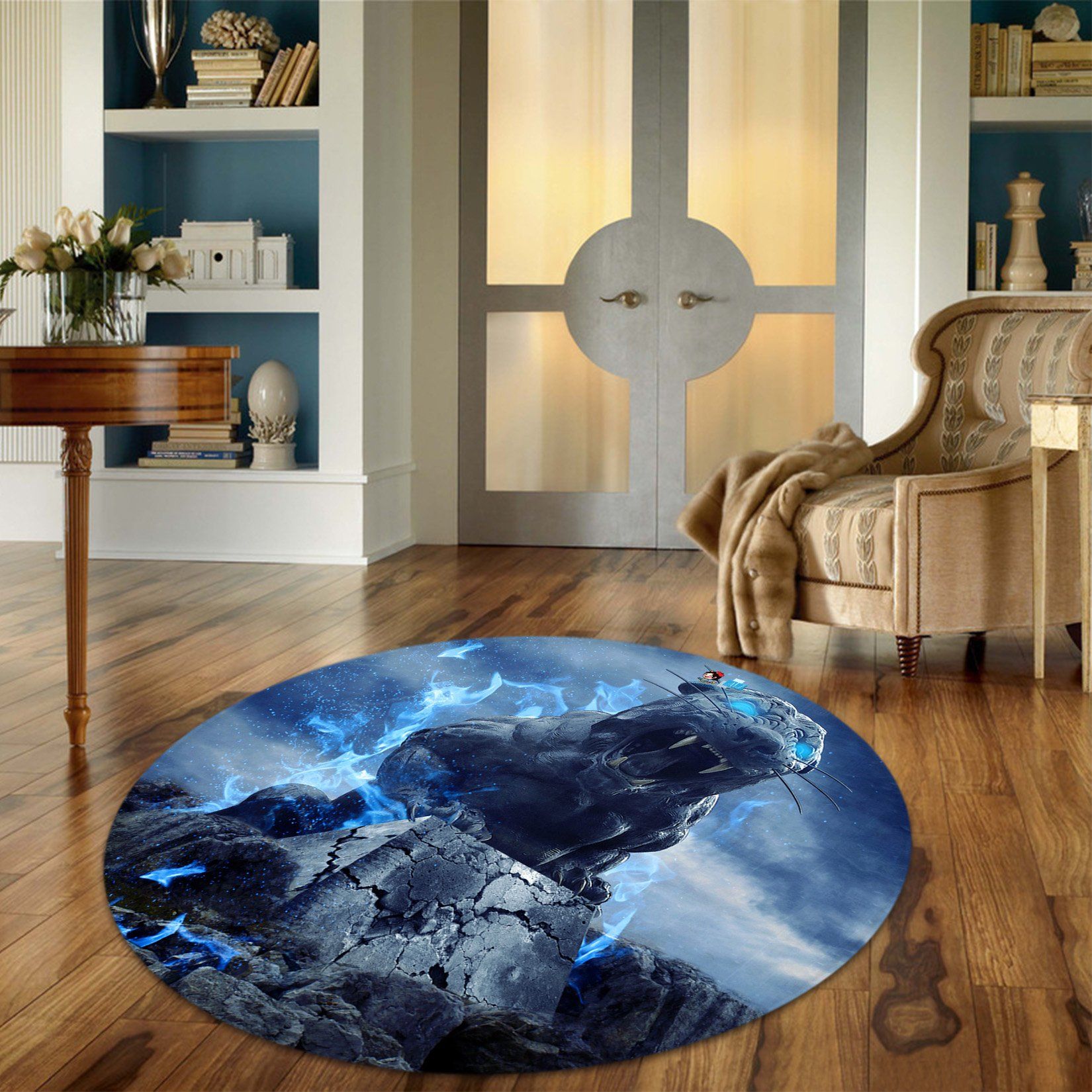 3D Tiger 1682 Round Non Slip Rug Mat Mat AJ Creativity Home 