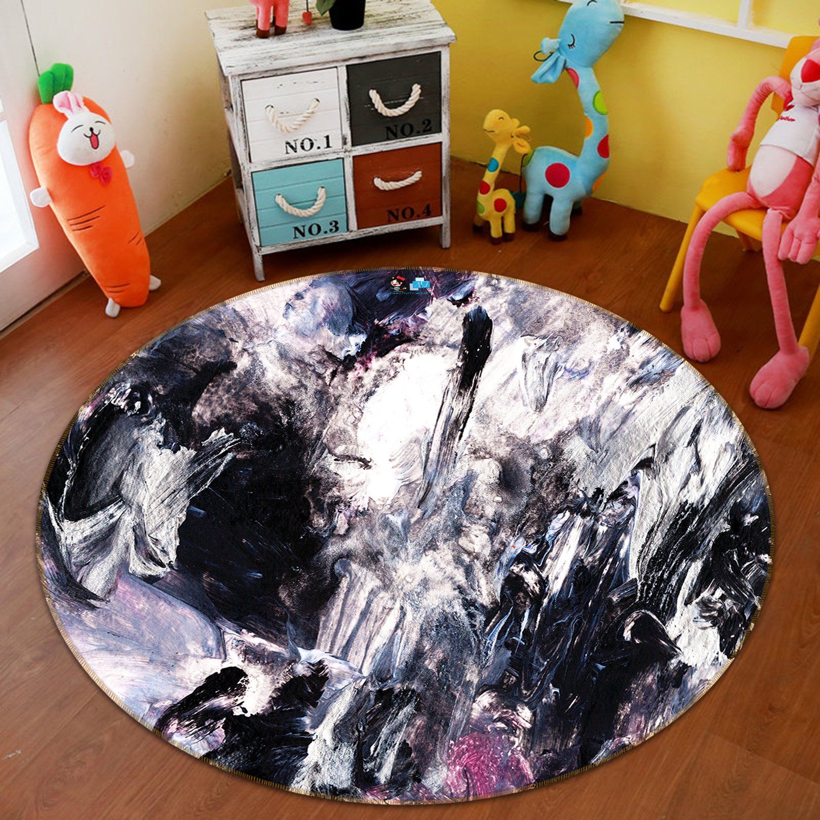 3D Black Graffiti 4699 Round Non Slip Rug Mat Mat AJ Creativity Home 