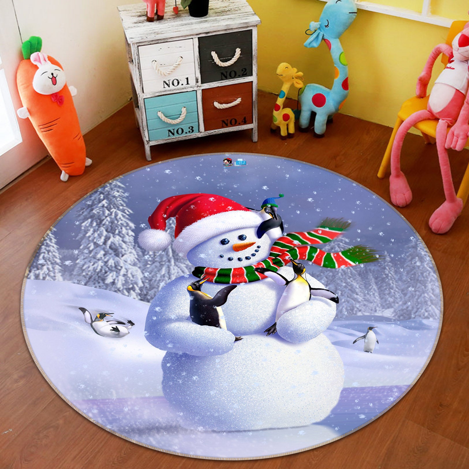 3D Snowman 85148 Jerry LoFaro Rug Round Non Slip Rug Mat