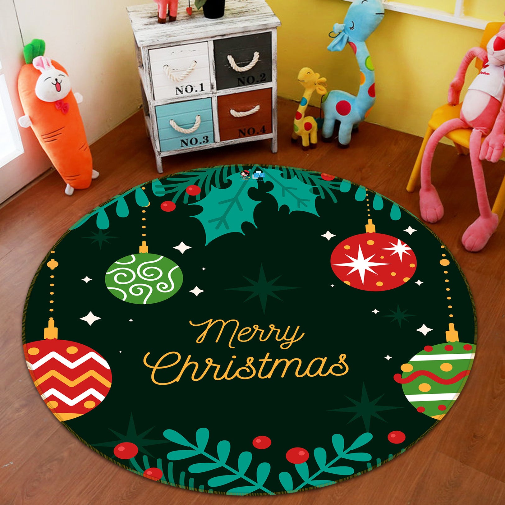 3D Colorful Ball 81092 Round Non Slip Rug Mat