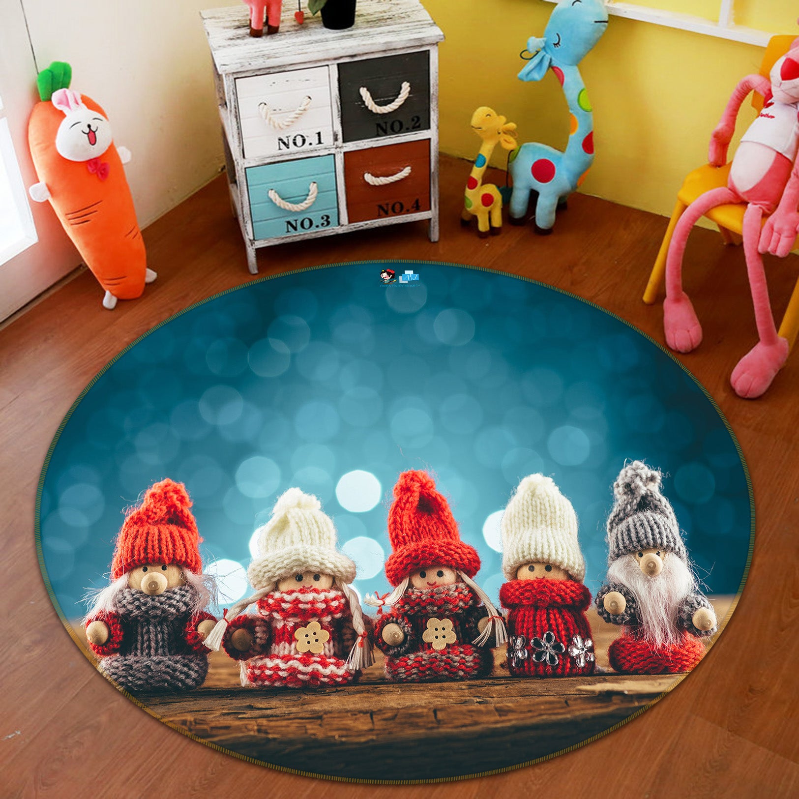 3D Doll 54160 Christmas Round Non Slip Rug Mat Xmas