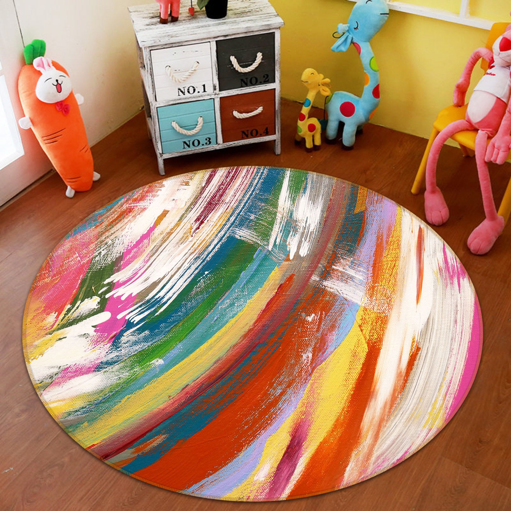 3D Color 71237 Round Non Slip Rug Mat