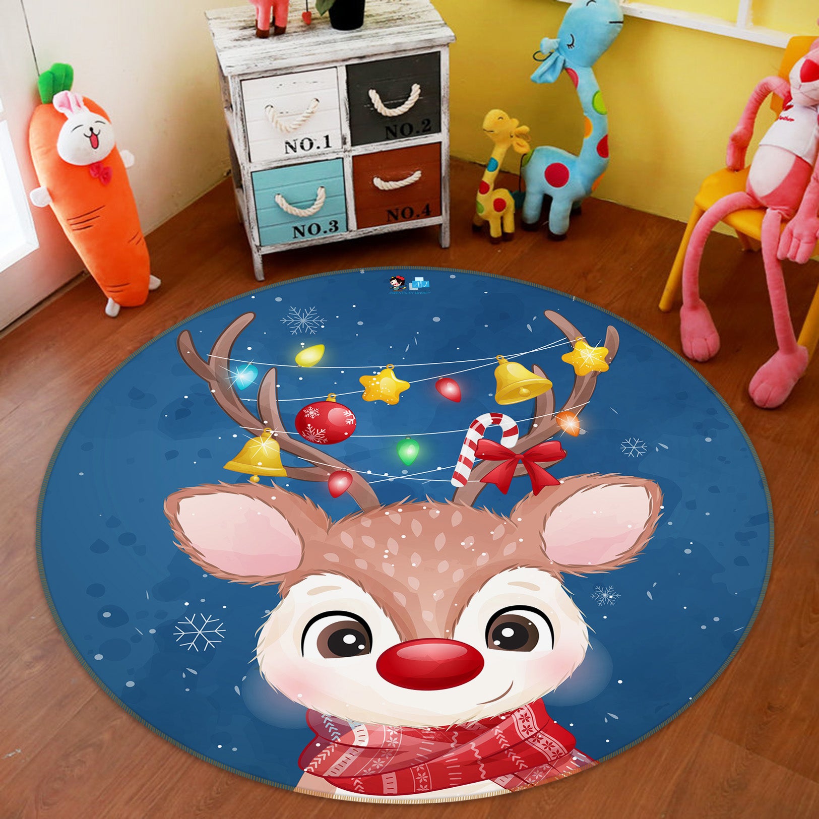 3D Deer 75075 Round Non Slip Rug Mat