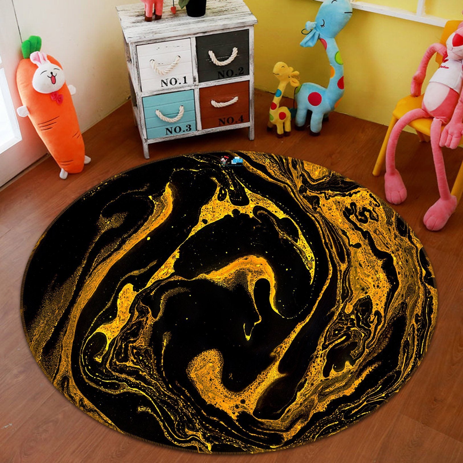 3D Gold Sand Vortex 103 Round Non Slip Rug Mat Mat AJ Creativity Home 