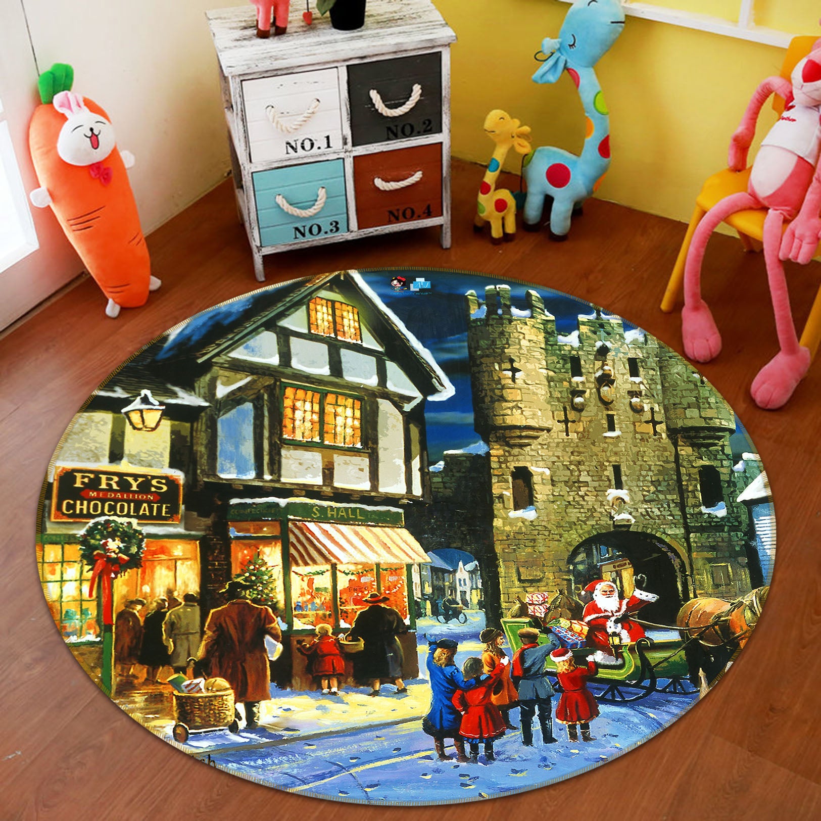 3D Small Town House 043 Kevin Walsh Rug Round Non Slip Rug Mat