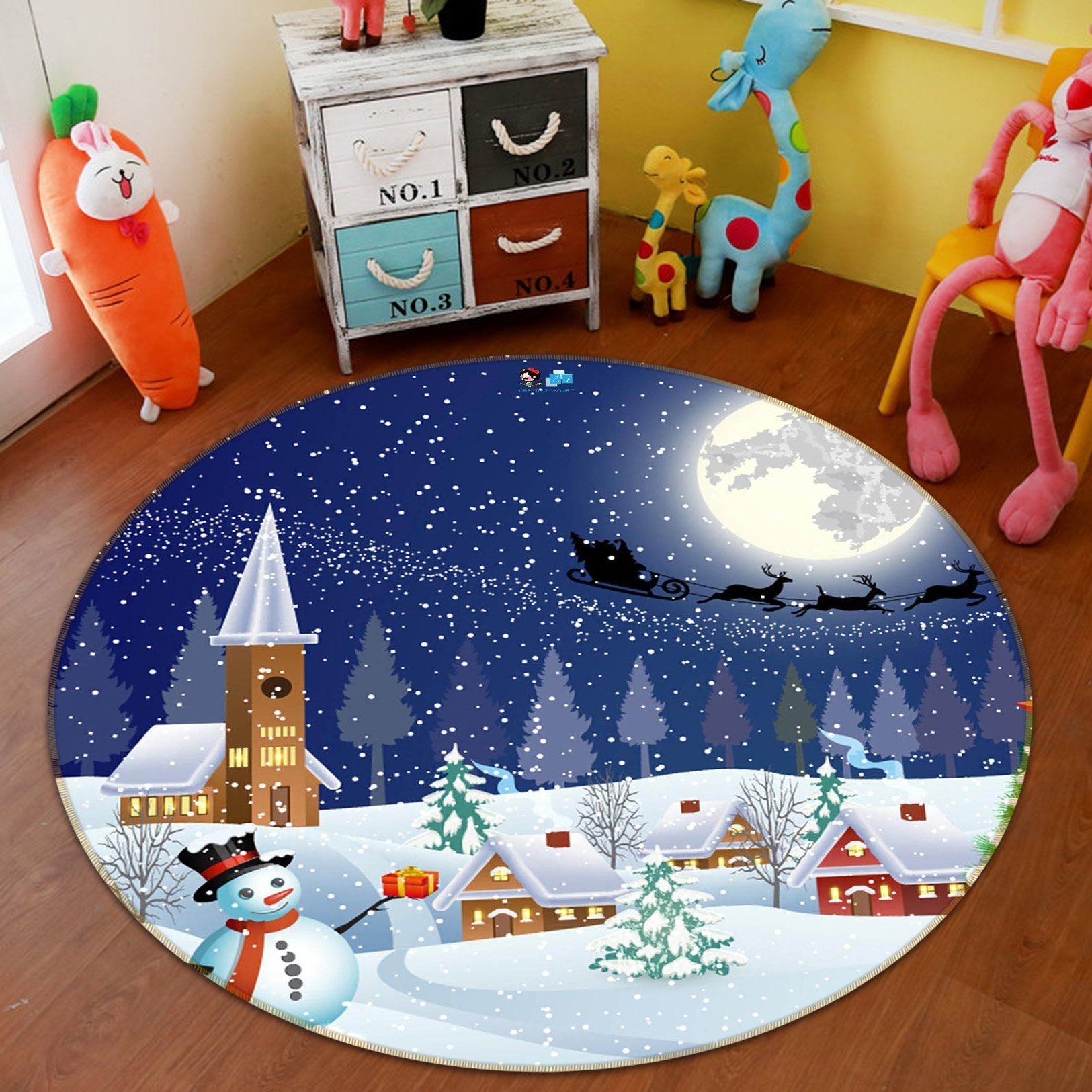 3D Pretty Christmas Eve 76 Round Non Slip Rug Mat Mat AJ Creativity Home 
