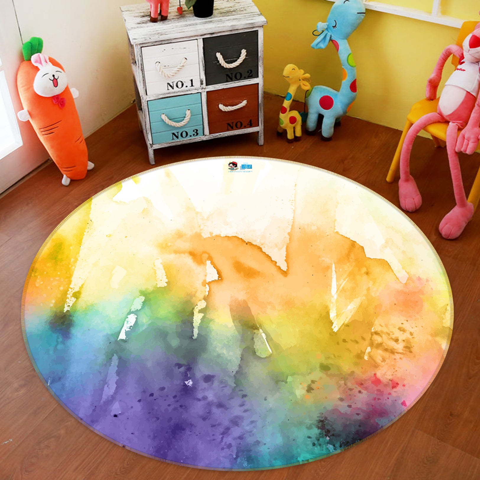 3D Color Ink 81244 Round Non Slip Rug Mat