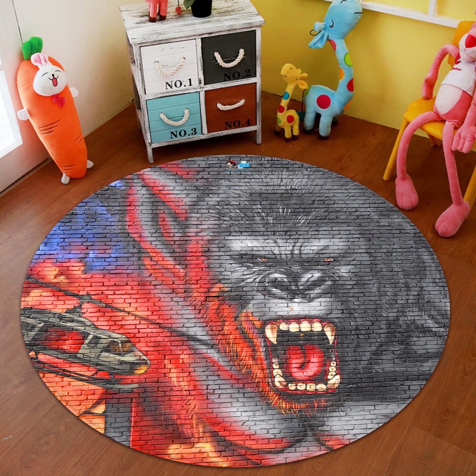 3D Chimpanzee 394 Round Non Slip Rug Mat Mat AJ Creativity Home 