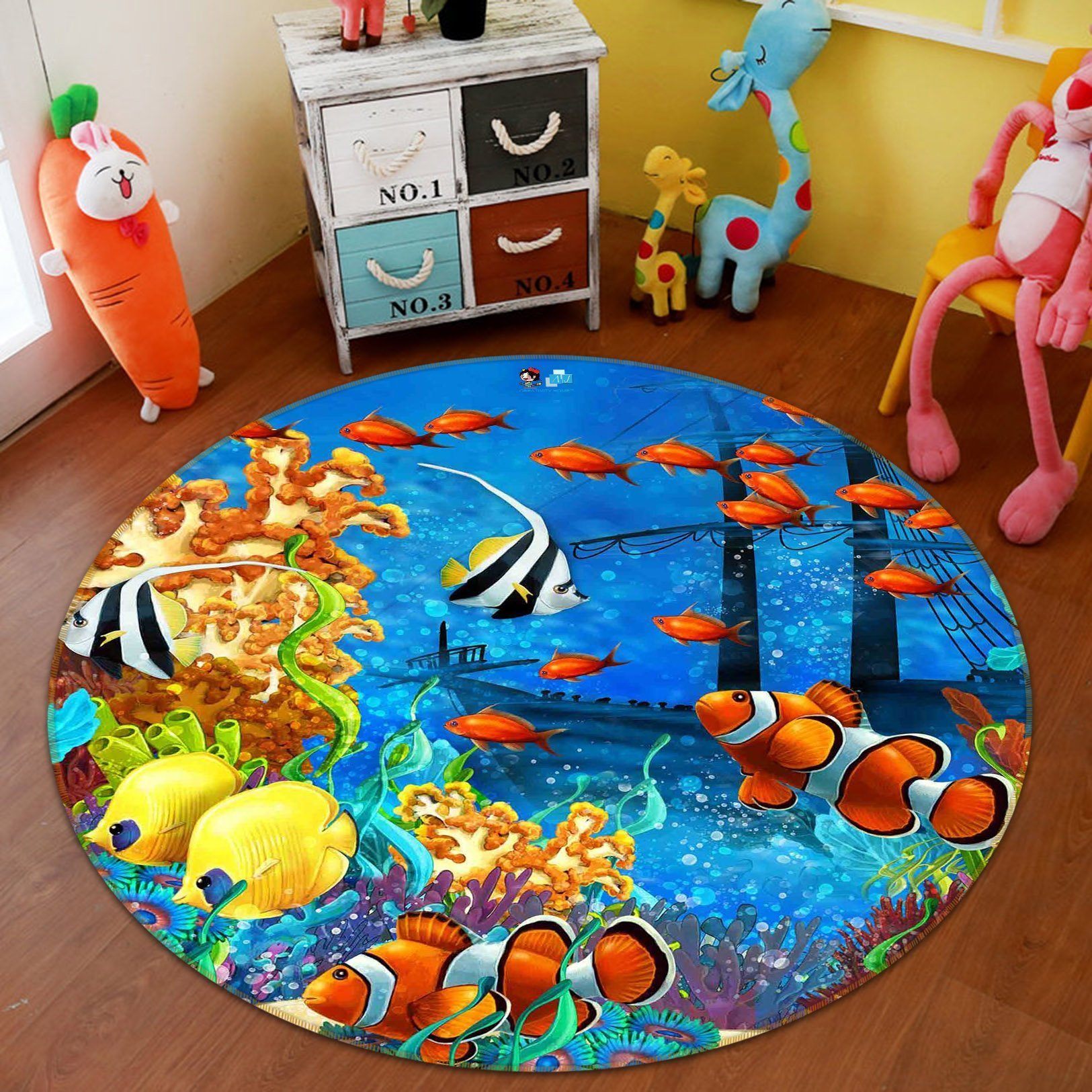 3D Magic Sea Floor 40 Round Non Slip Rug Mat Mat AJ Creativity Home 