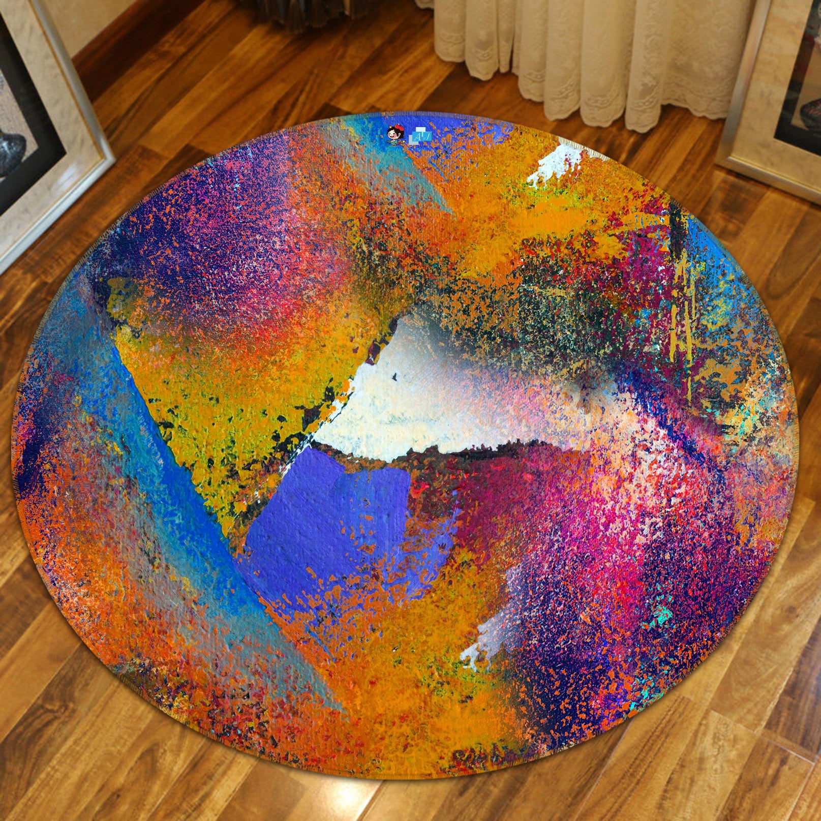 3D Color Pattern 81059 Round Non Slip Rug Mat