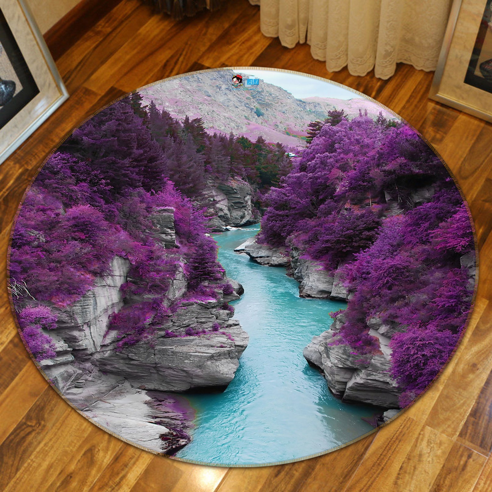 3D Mountain Gorge 69047 Round Non Slip Rug Mat