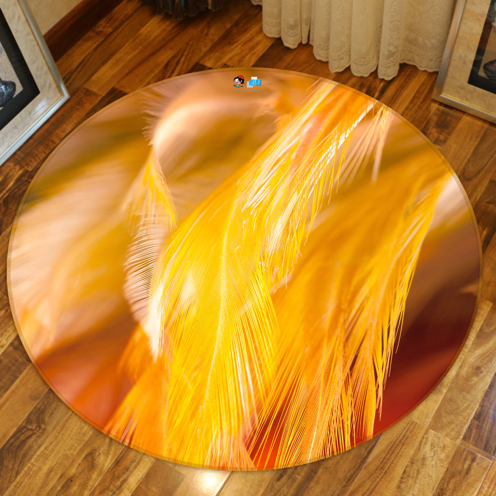 3D Golden Feather 81220 Round Non Slip Rug Mat