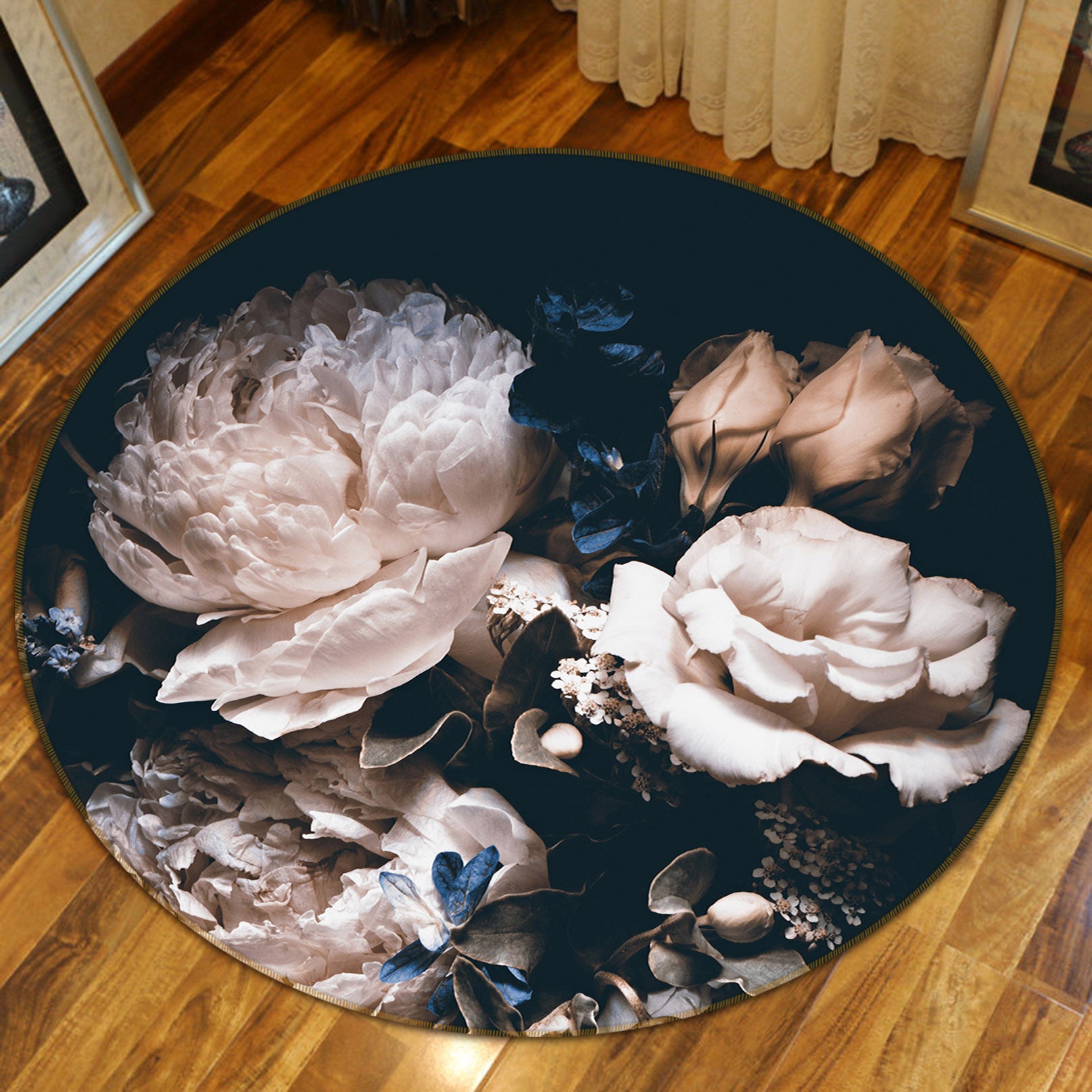 3D Flowers 72194 Round Non Slip Rug Mat