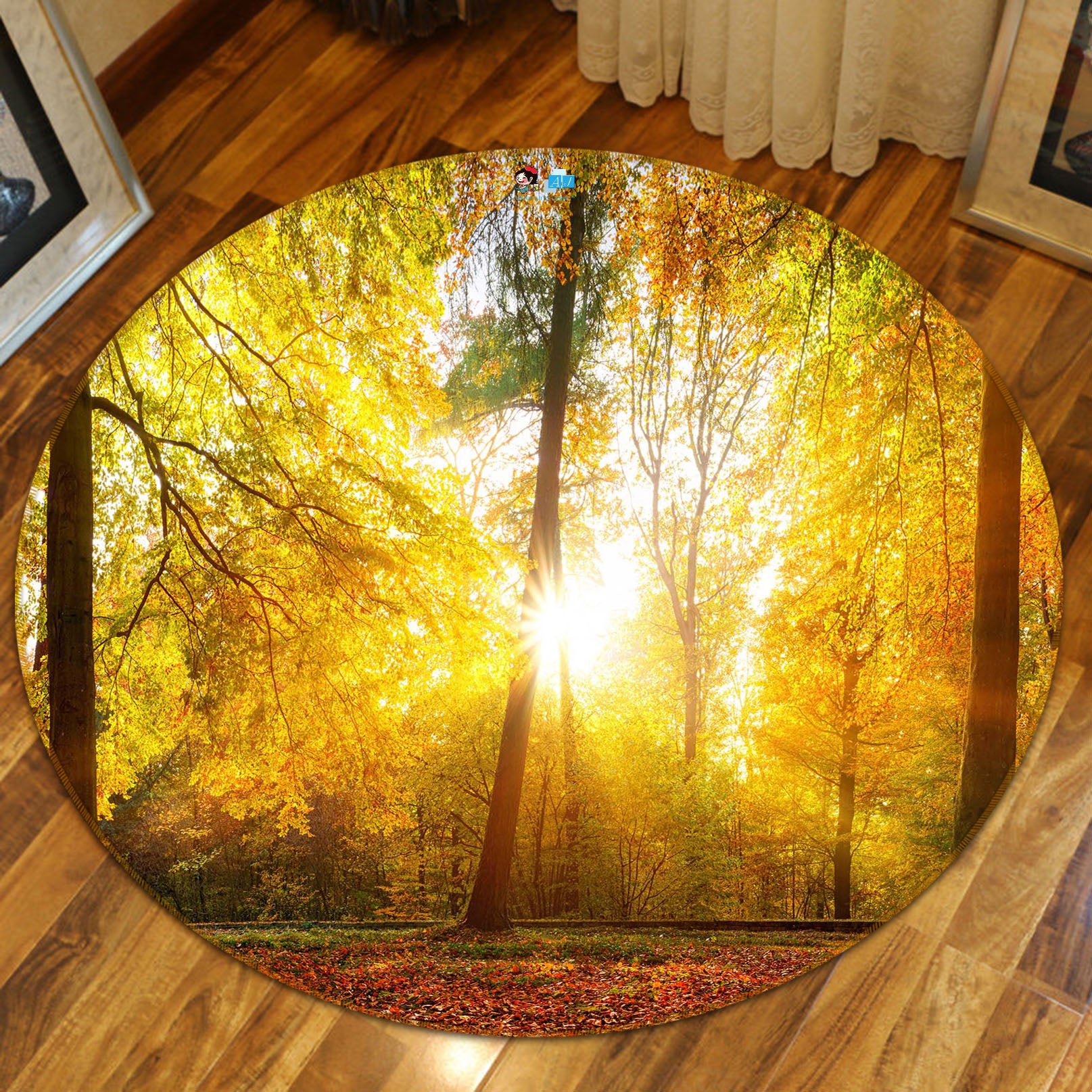 3D Golden Woods 74169 Round Non Slip Rug Mat