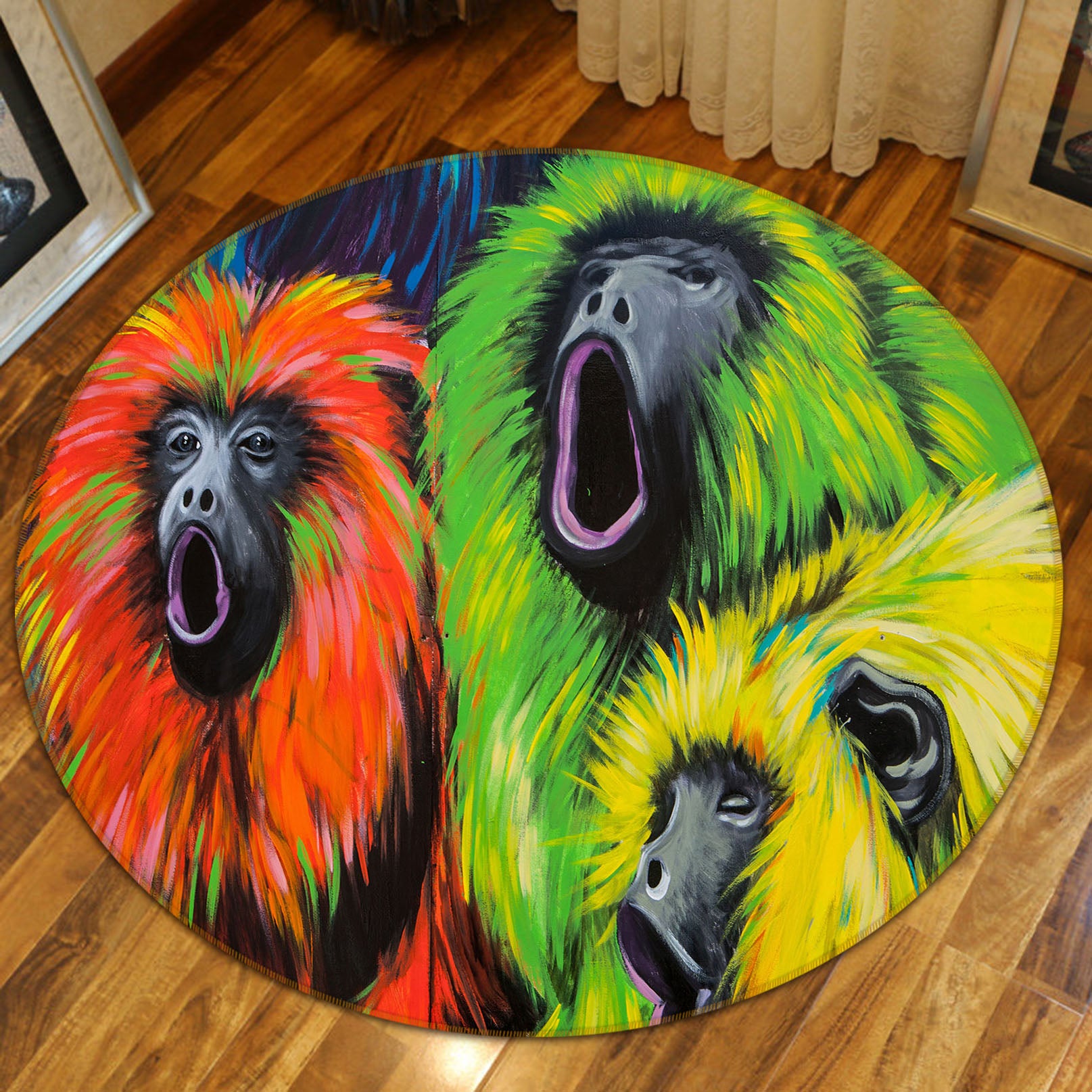 3D Apes 37244 Animal Round Non Slip Rug Mat