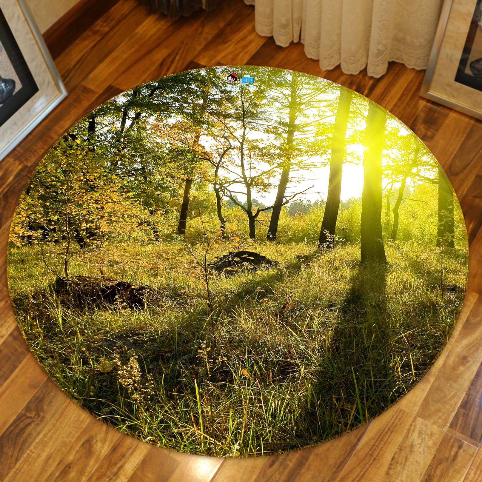3D Forest Sunlight 80293 Round Non Slip Rug Mat