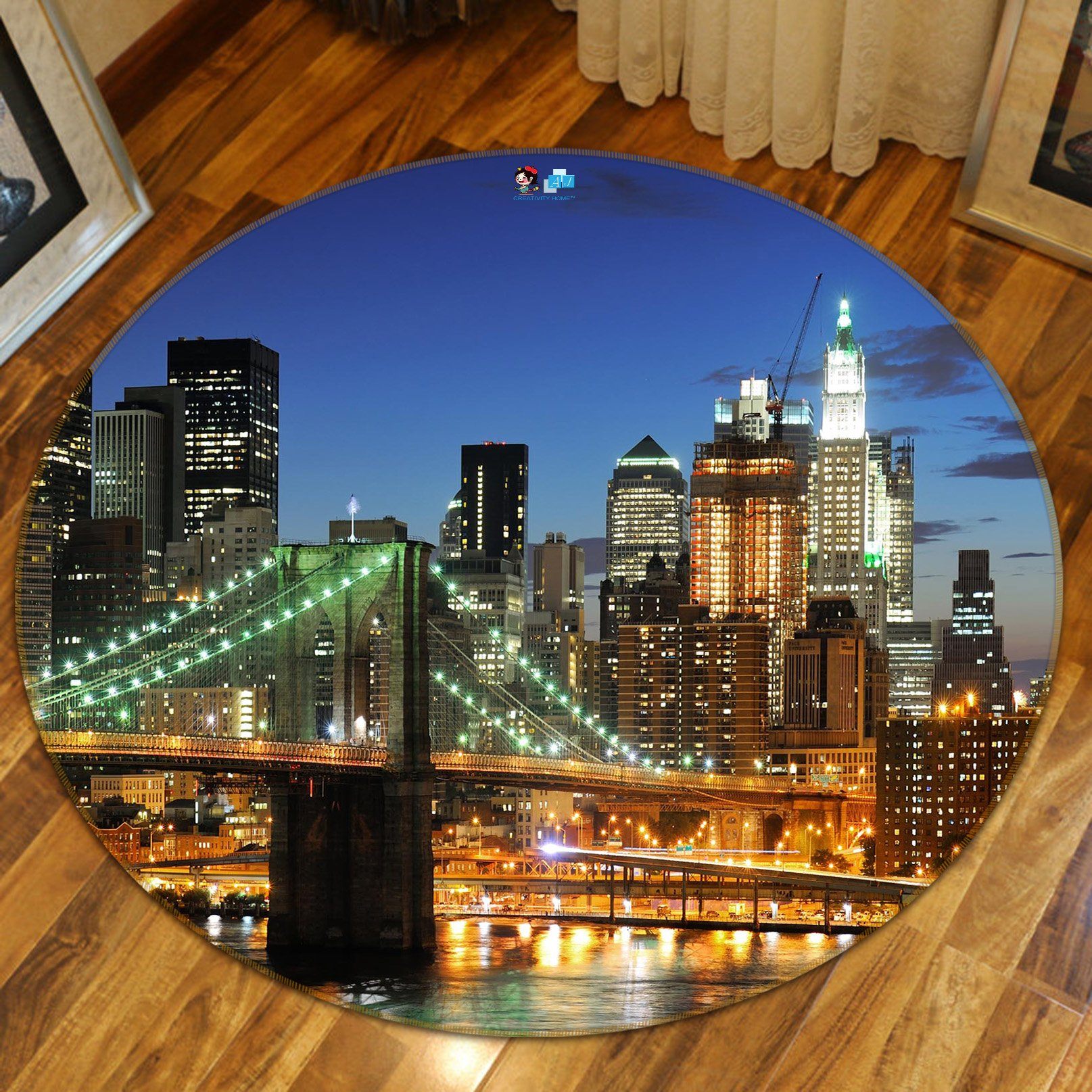 3D New York Bridge 056 Round Non Slip Rug Mat Mat AJ Creativity Home 