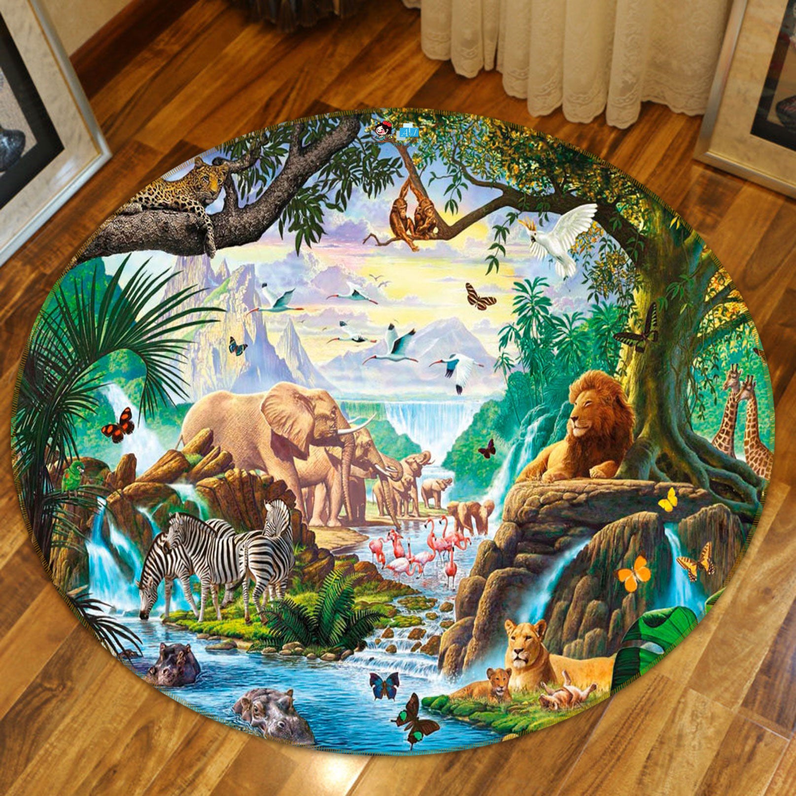 3D Forest Animals 72259 Round Non Slip Rug Mat