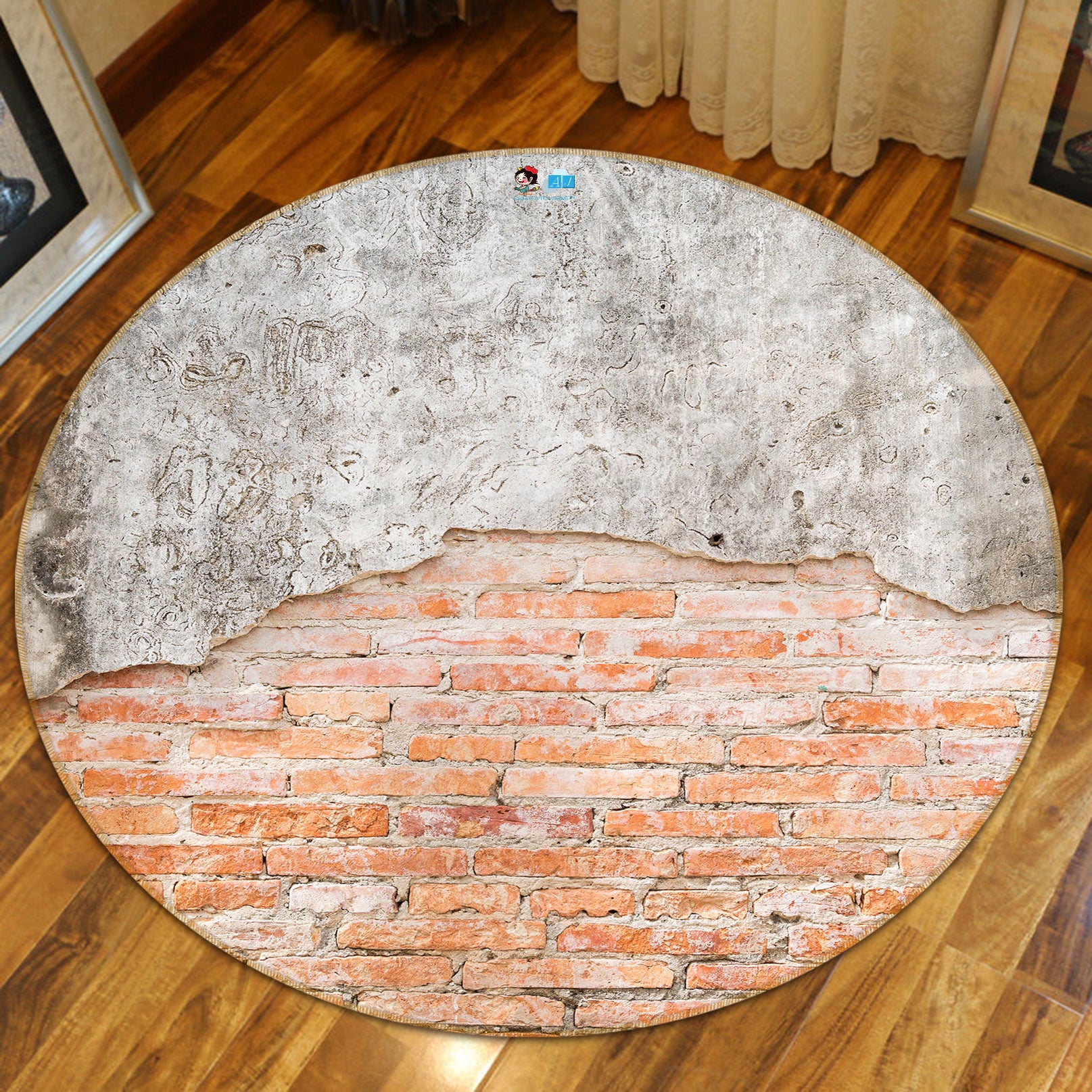3D Old Brick Wall 74170 Round Non Slip Rug Mat