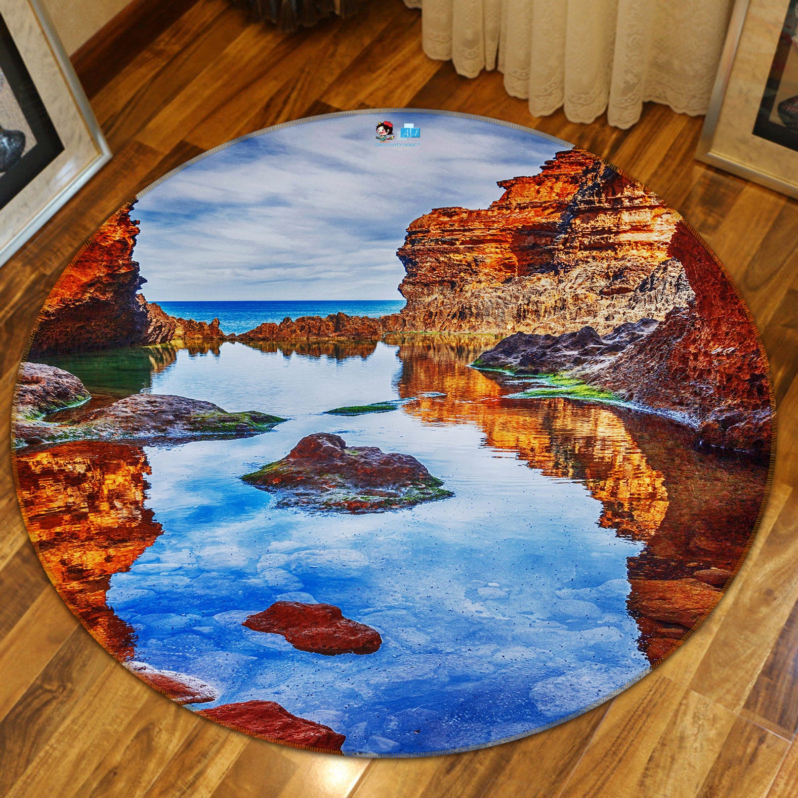 3D Landscape 69054 Round Non Slip Rug Mat