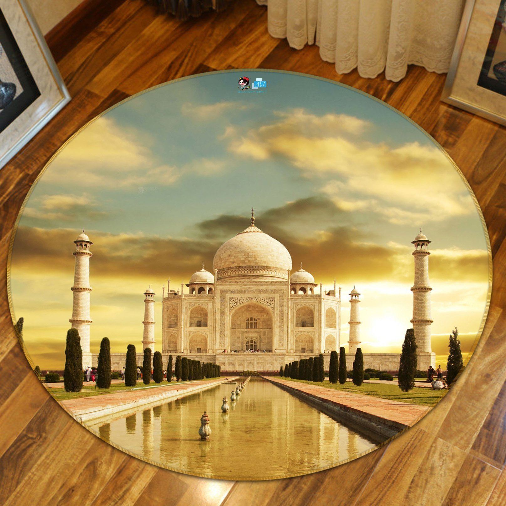 3D Taj Mahal 30 Round Non Slip Rug Mat Mat AJ Creativity Home 