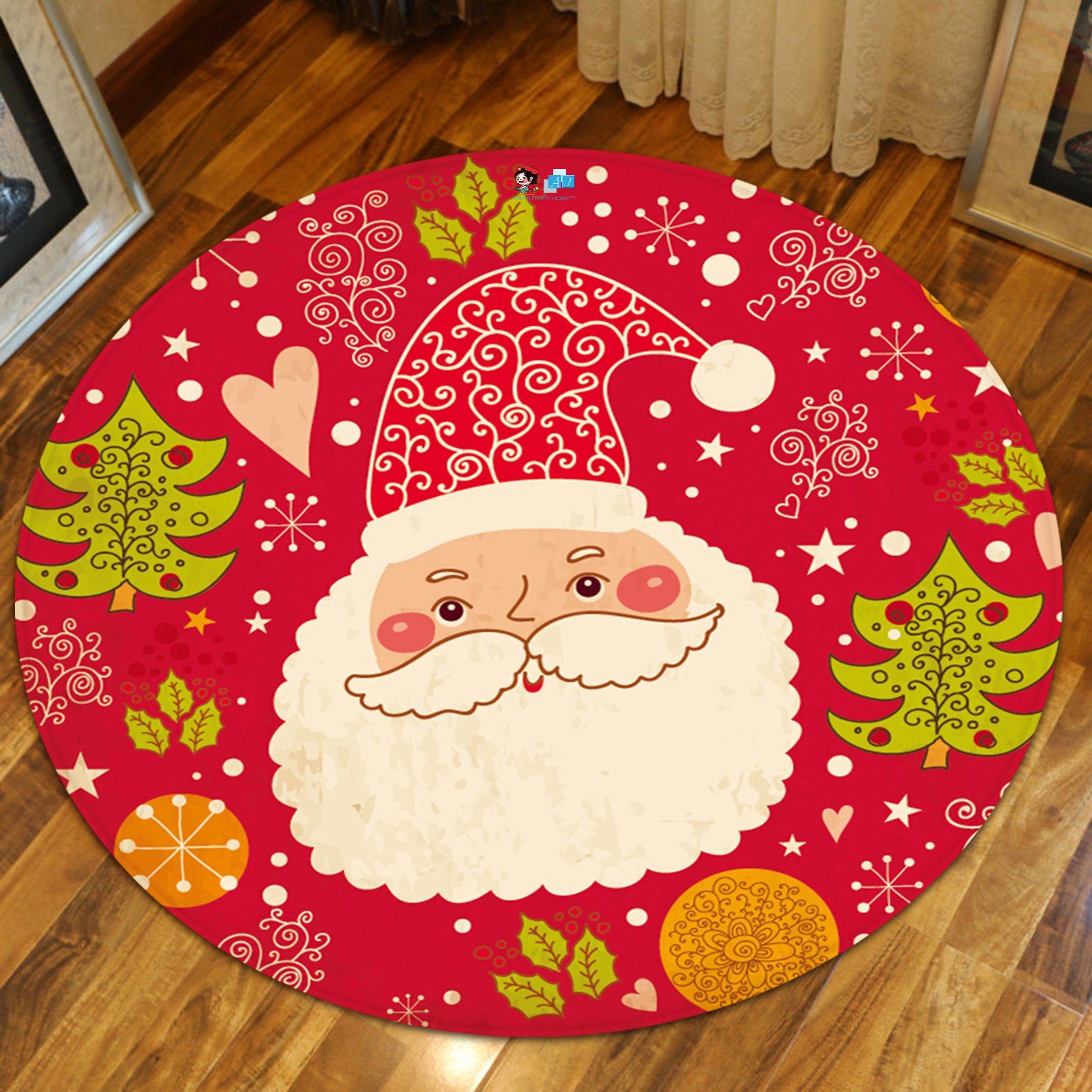 3D White Beard Hat 100 Round Non Slip Rug Mat Mat AJ Creativity Home 