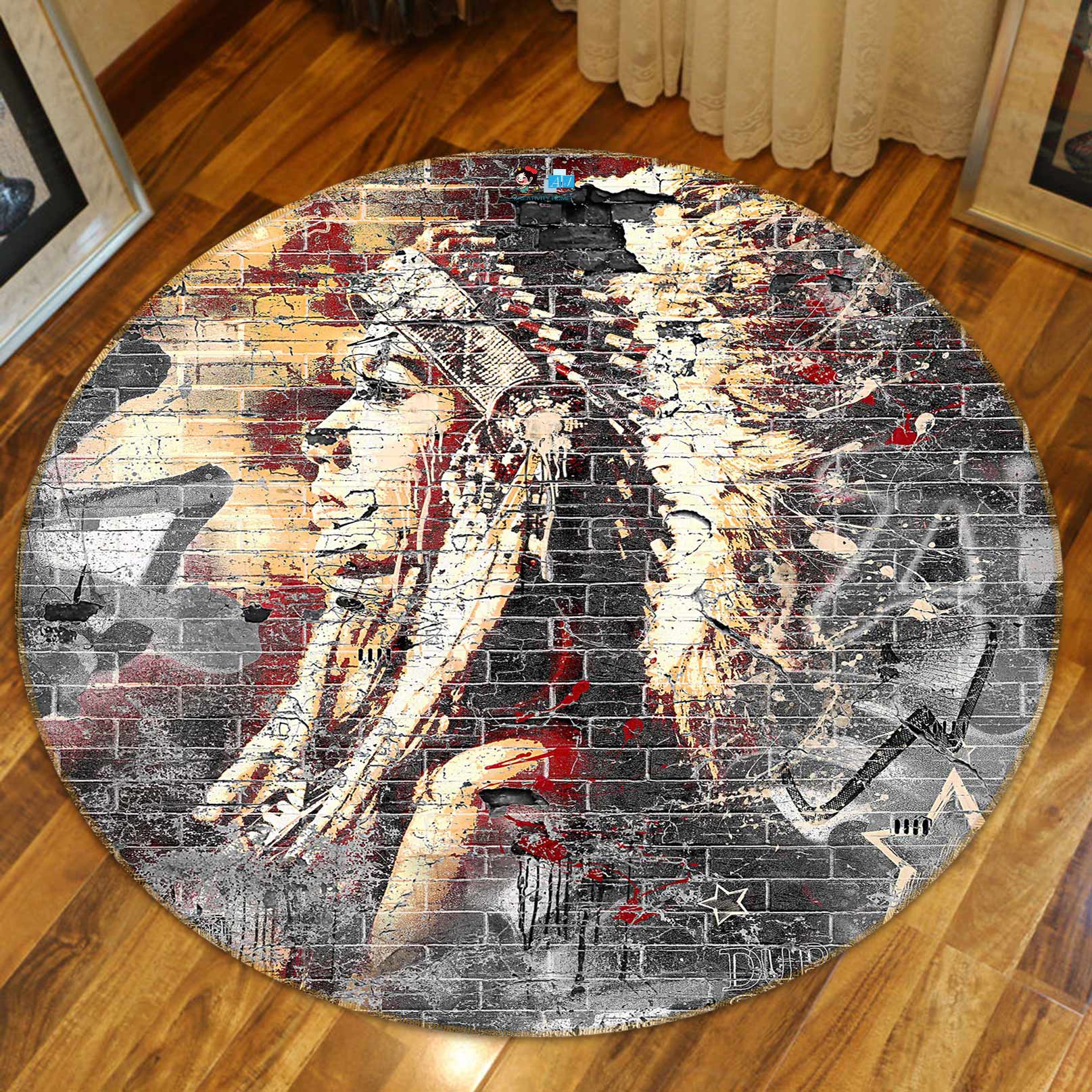 3D Wall Graffiti 81002 Round Non Slip Rug Mat