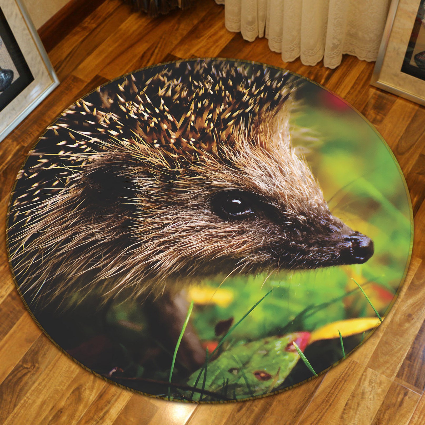 3D Hedgehog 81291 Animal Round Non Slip Rug Mat
