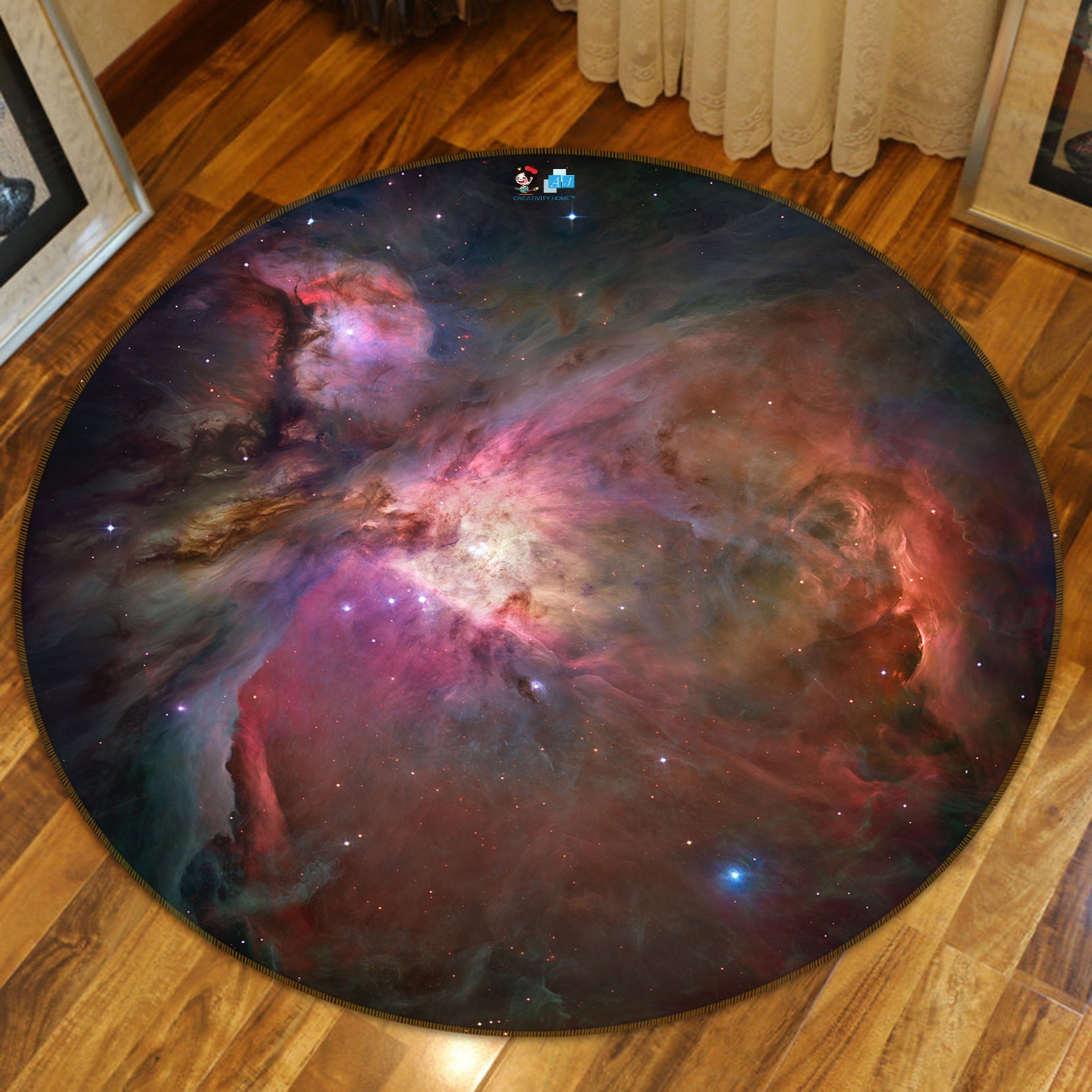 3D Color Starry Sky 72294 Round Non Slip Rug Mat