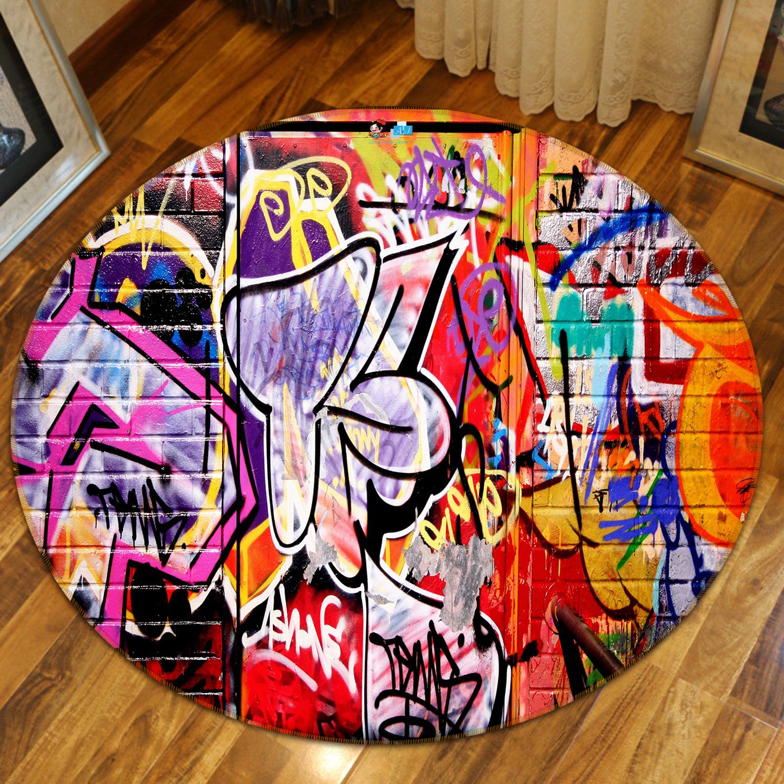 3D Color Abstract Pattern 72282 Round Non Slip Rug Mat
