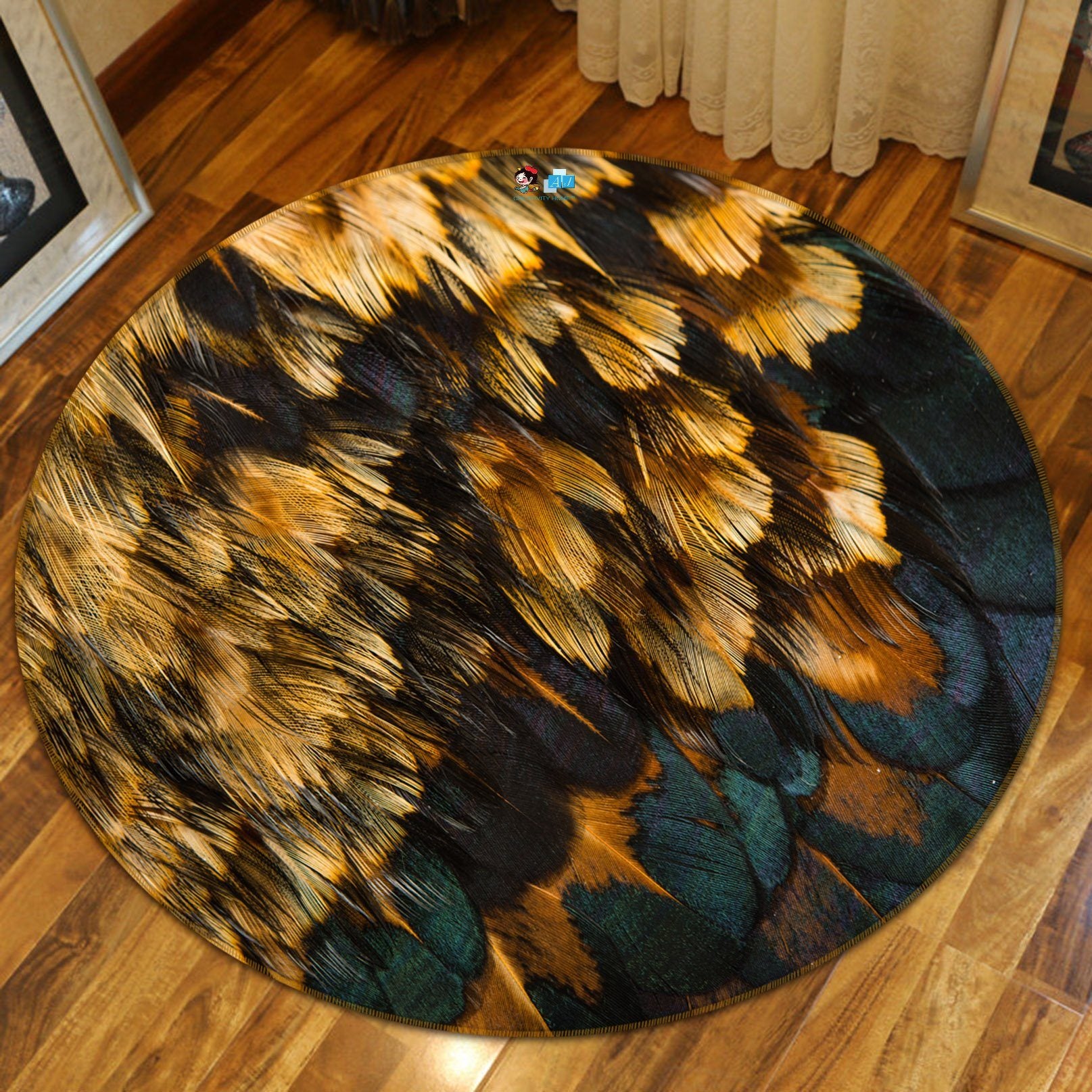 3D Feather Pattern 4685 Round Non Slip Rug Mat Mat AJ Creativity Home 