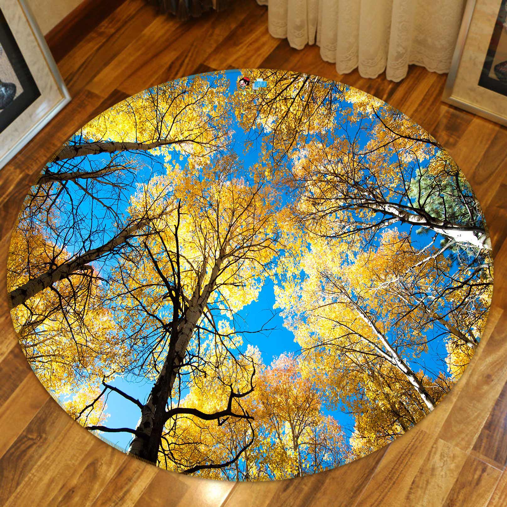 3D Trees 72231 Round Non Slip Rug Mat