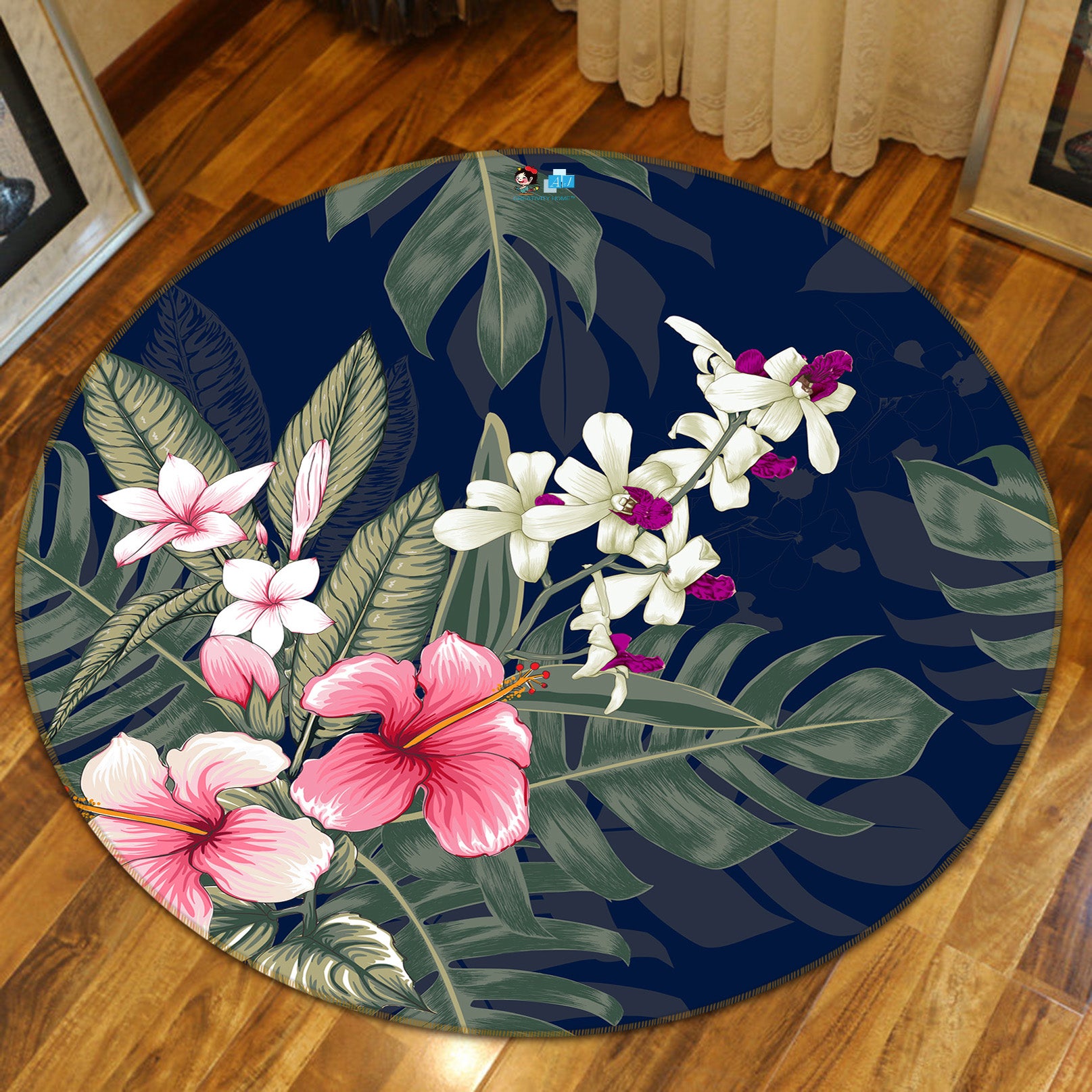 3D Bouquet 81117 Round Non Slip Rug Mat