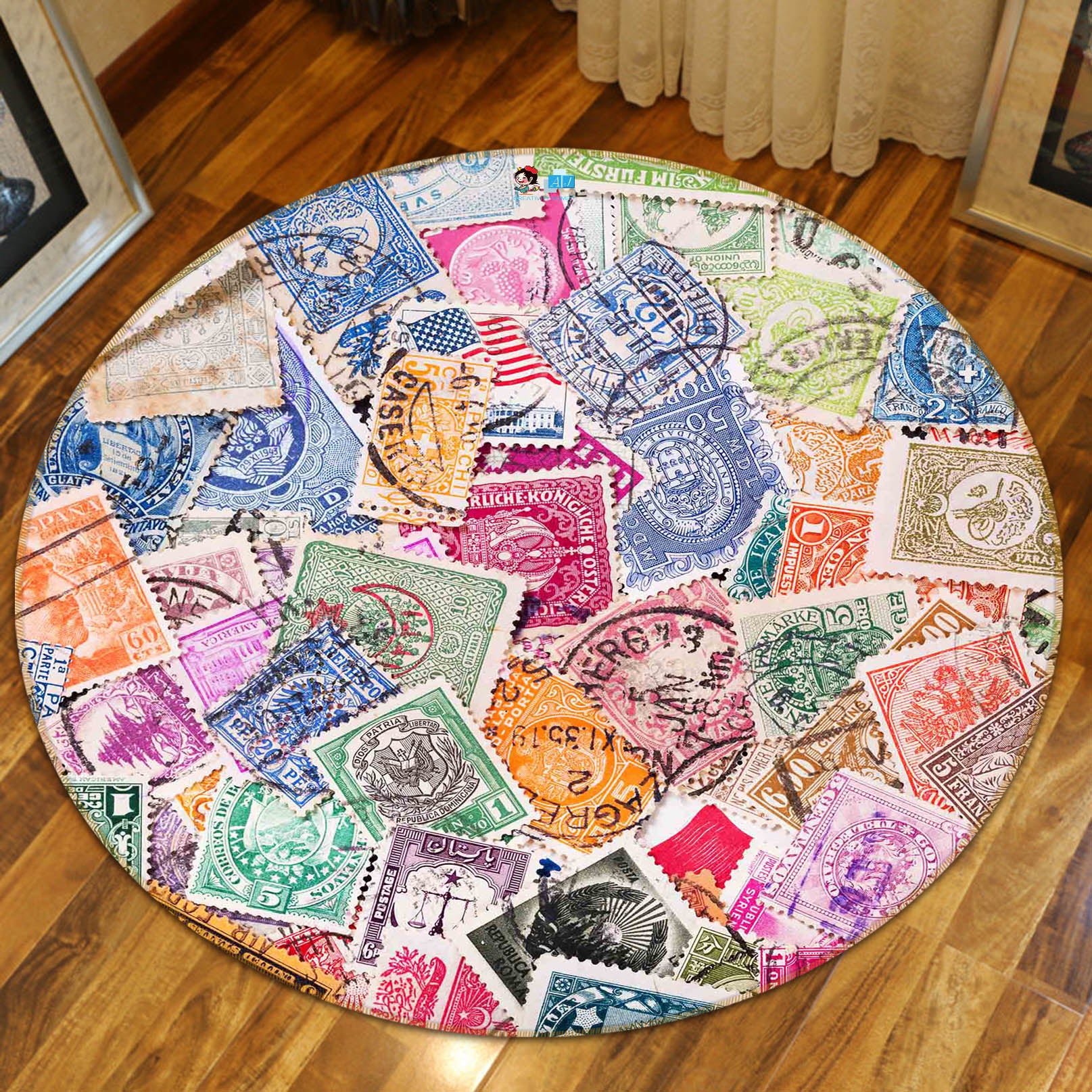 3D Stamp 64138 Round Non Slip Rug Mat