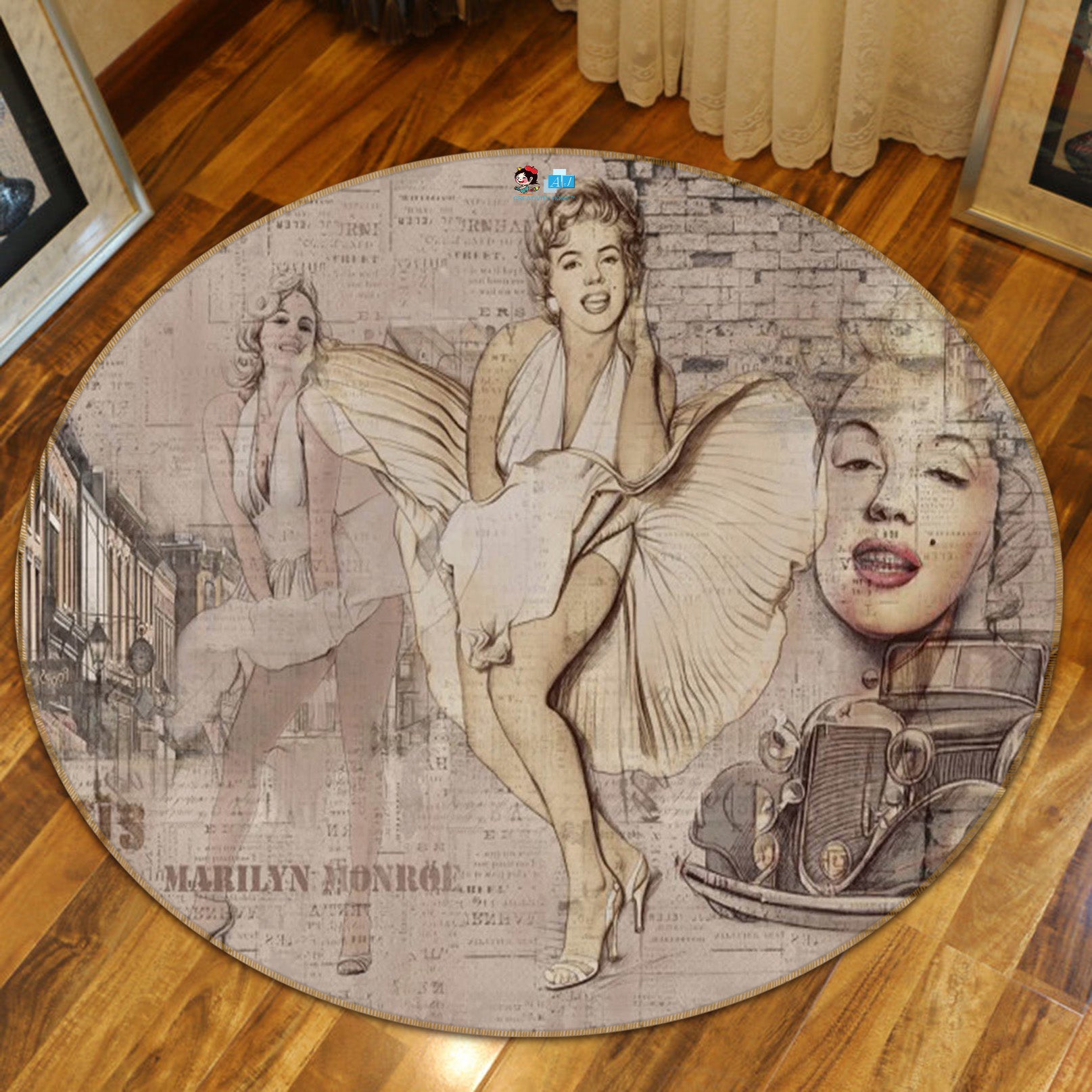 3D Marilyn Monroe 74023 Round Non Slip Rug Mat