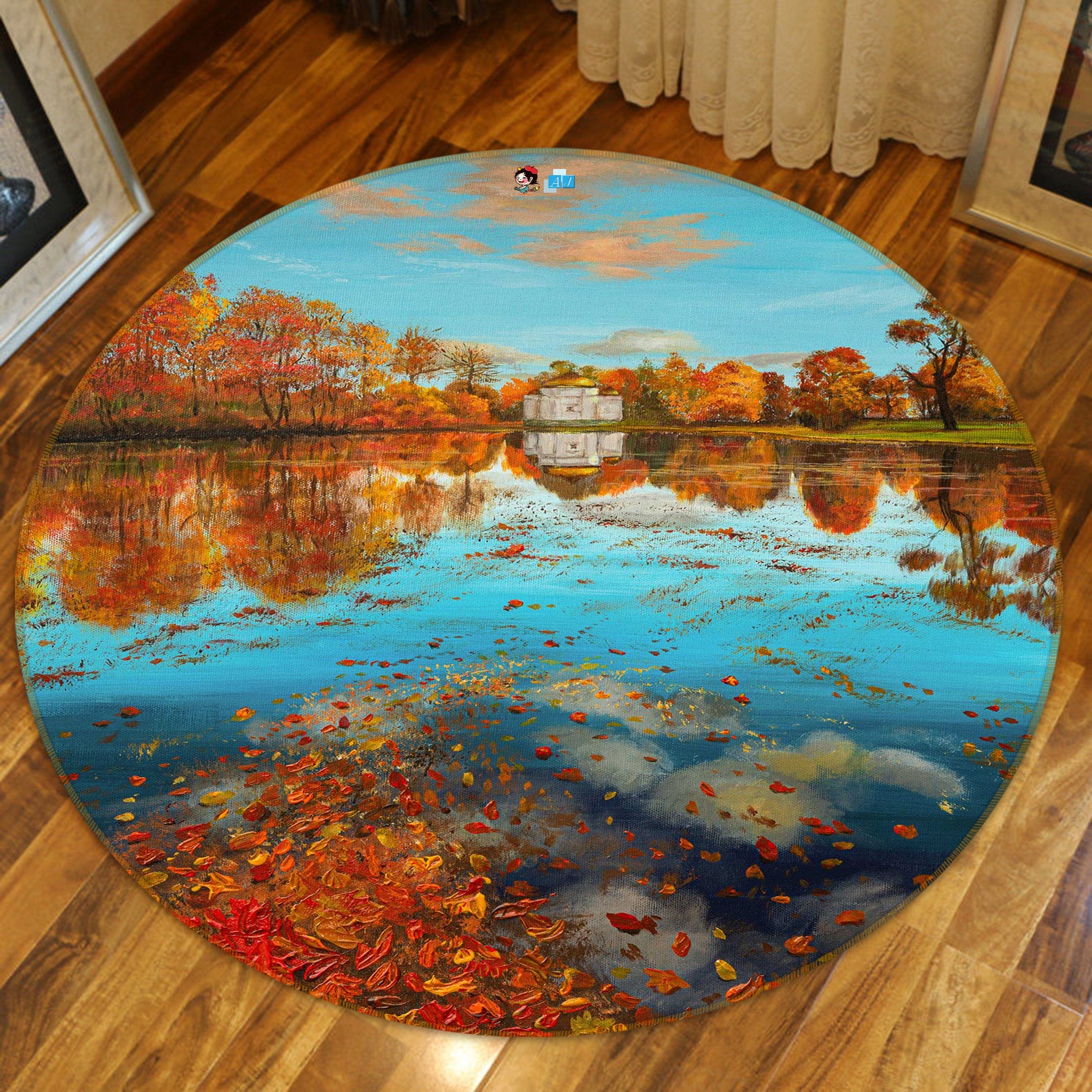 3D Lake Tree 18131 Marina Zotova Rug Round Non Slip Rug Mat