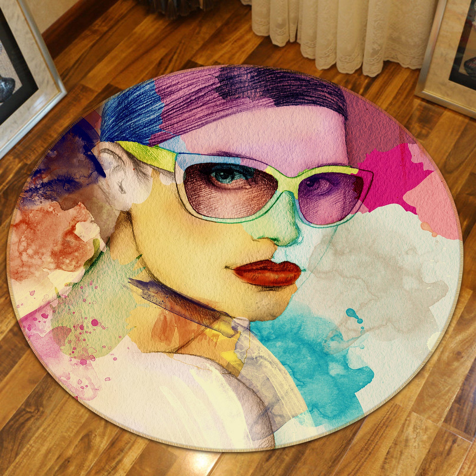 3D Fashion Girl 763 Round Non Slip Rug Mat