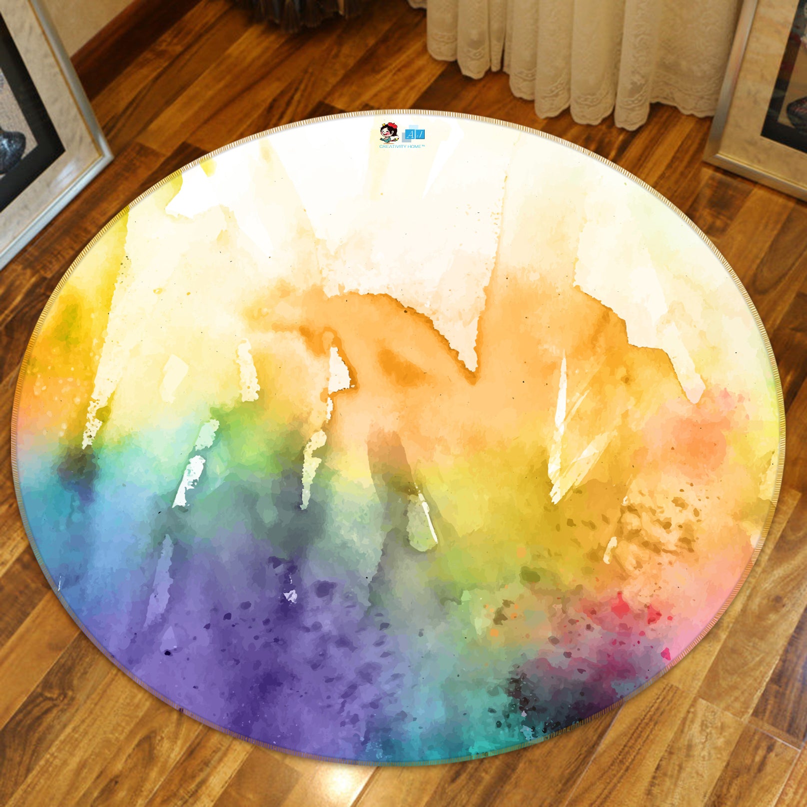 3D Color Ink 81244 Round Non Slip Rug Mat
