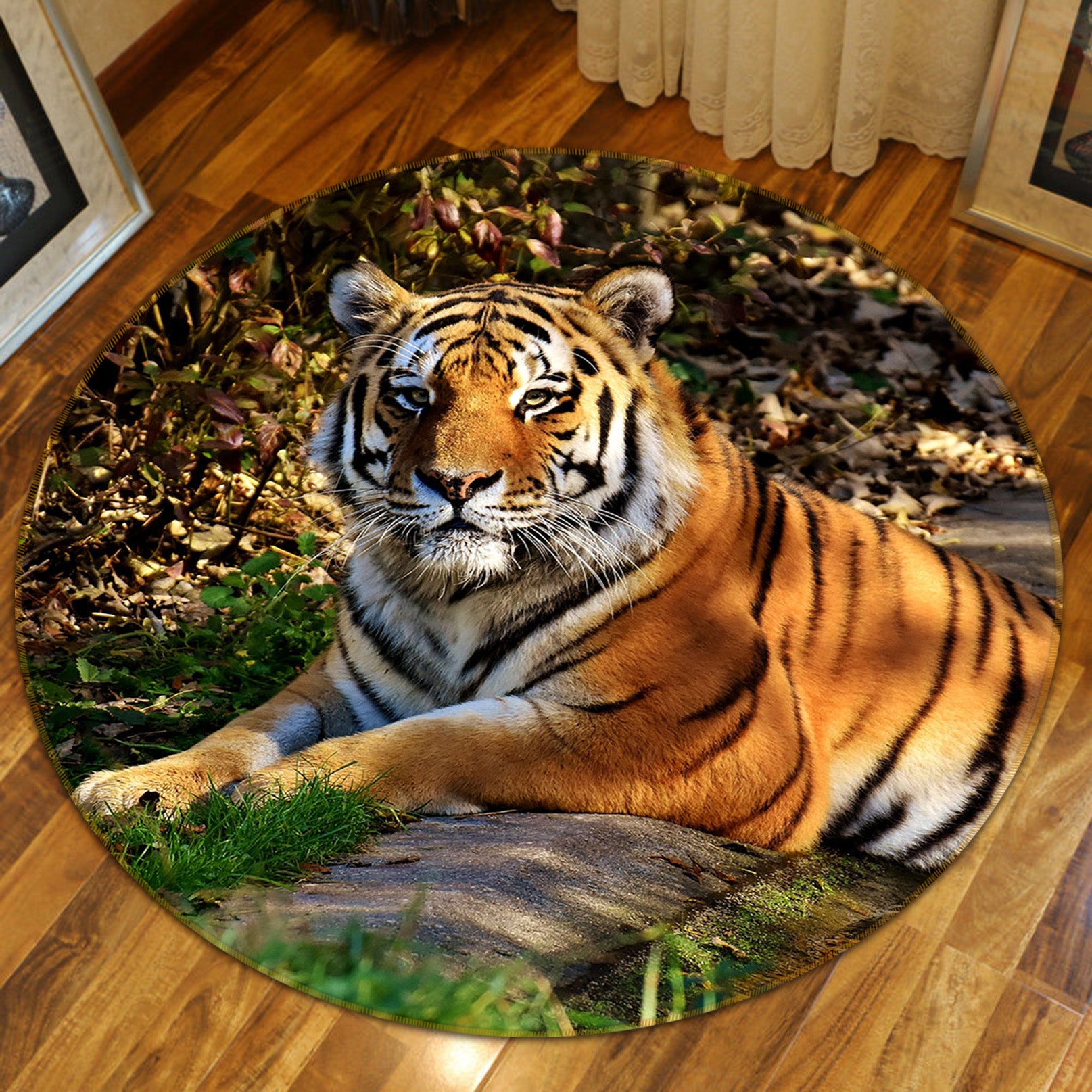 3D Tiger 82284 Animal Round Non Slip Rug Mat