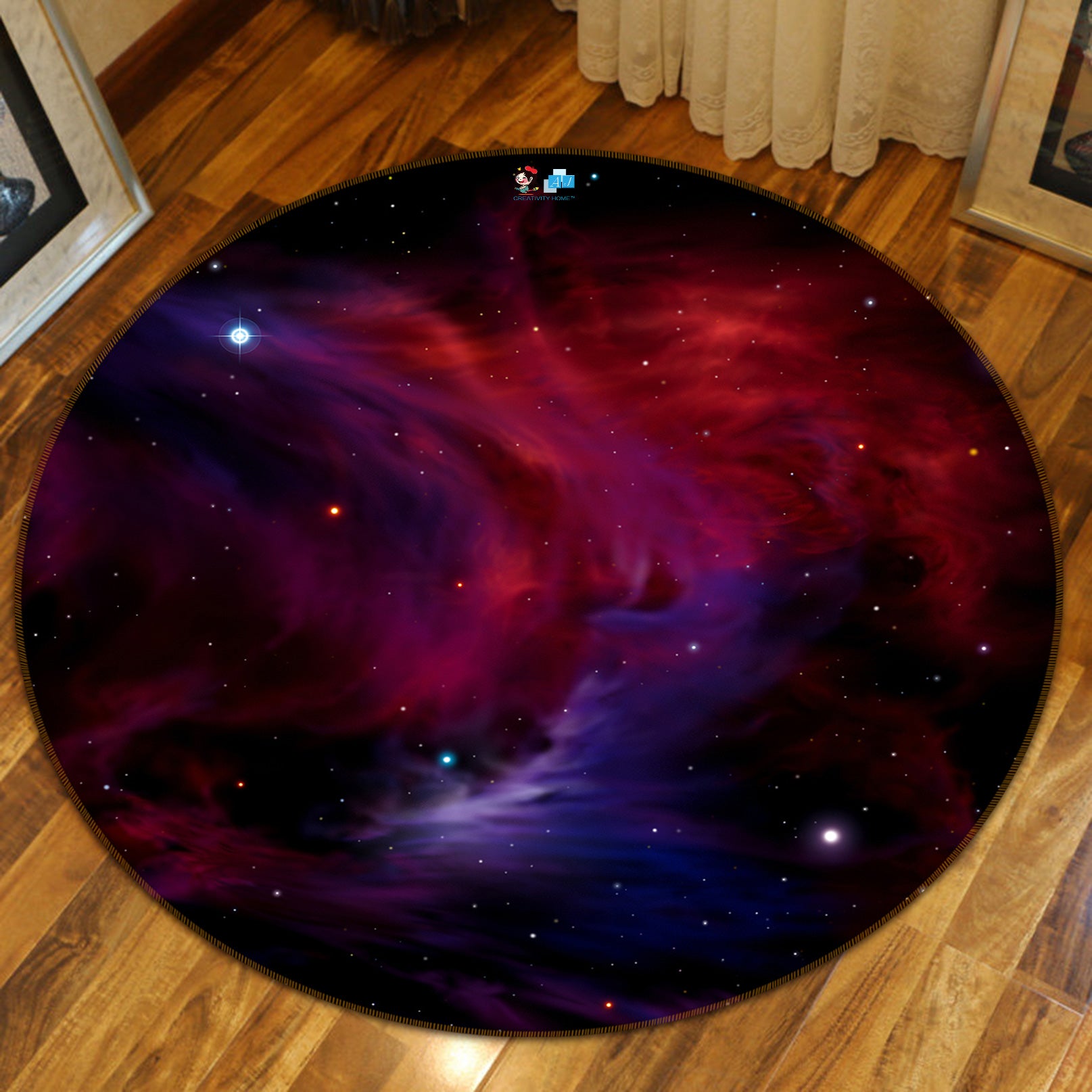 3D Starry Sky 72227 Round Non Slip Rug Mat