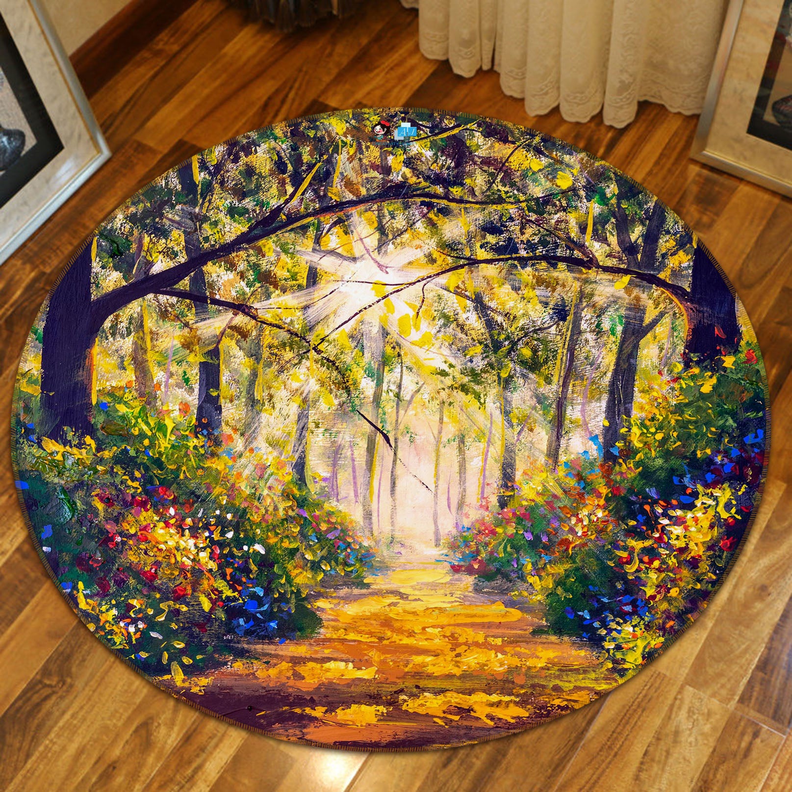 3D Forest Path 69138 Round Non Slip Rug Mat