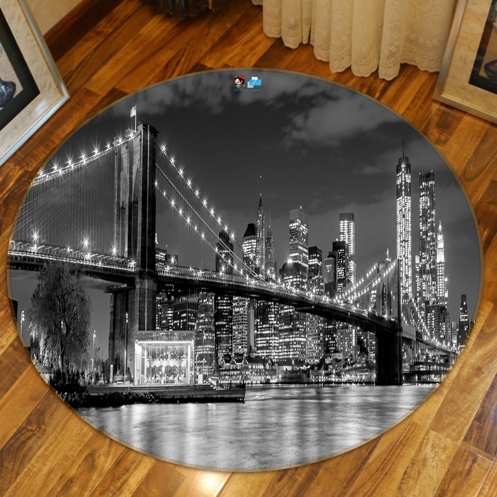 3D Bridge 72166 Round Non Slip Rug Mat