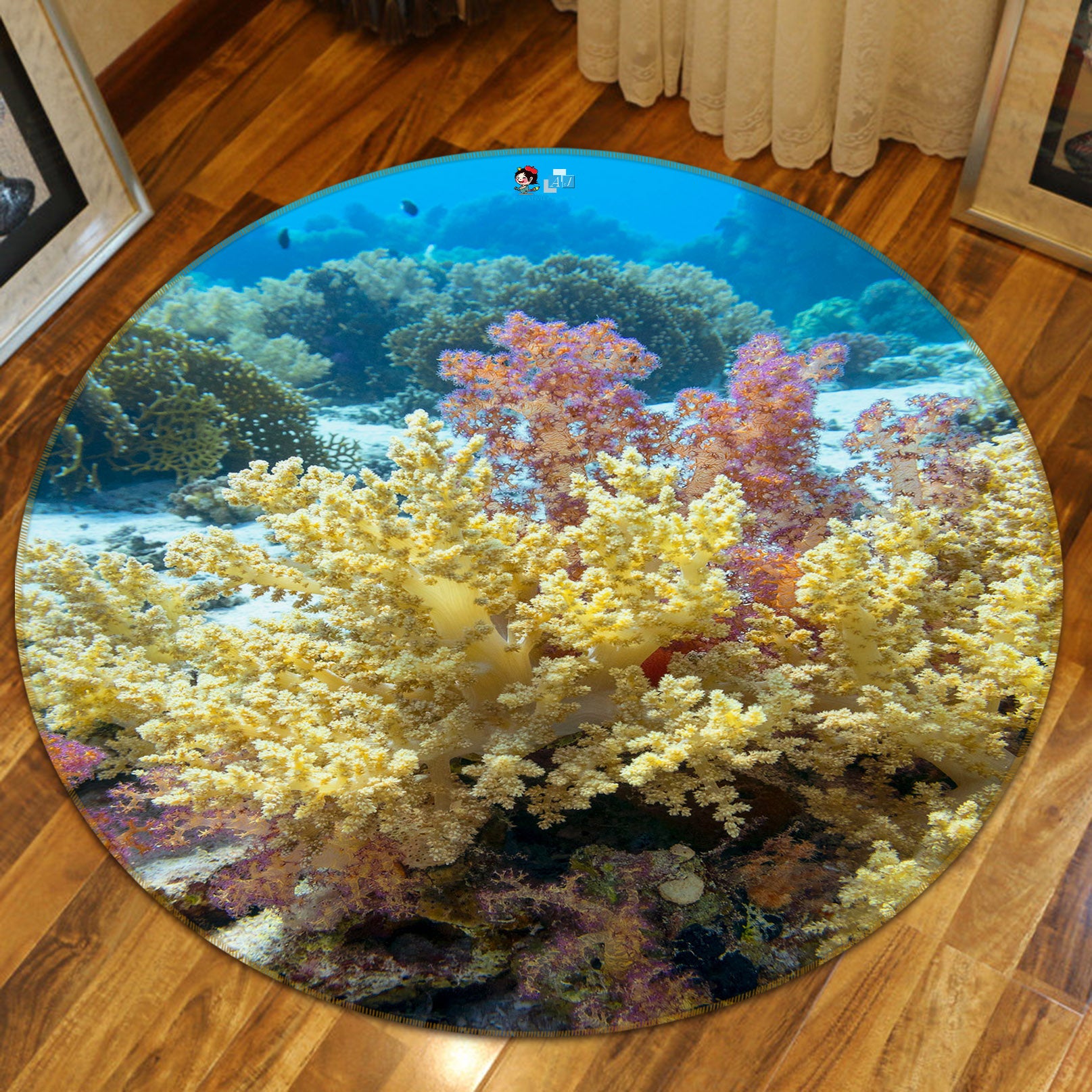 3D Sea Coral 69133 Round Non Slip Rug Mat