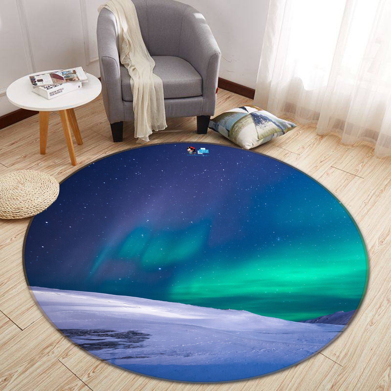 3D Aurora Snow 129 Round Non Slip Rug Mat Mat AJ Creativity Home 