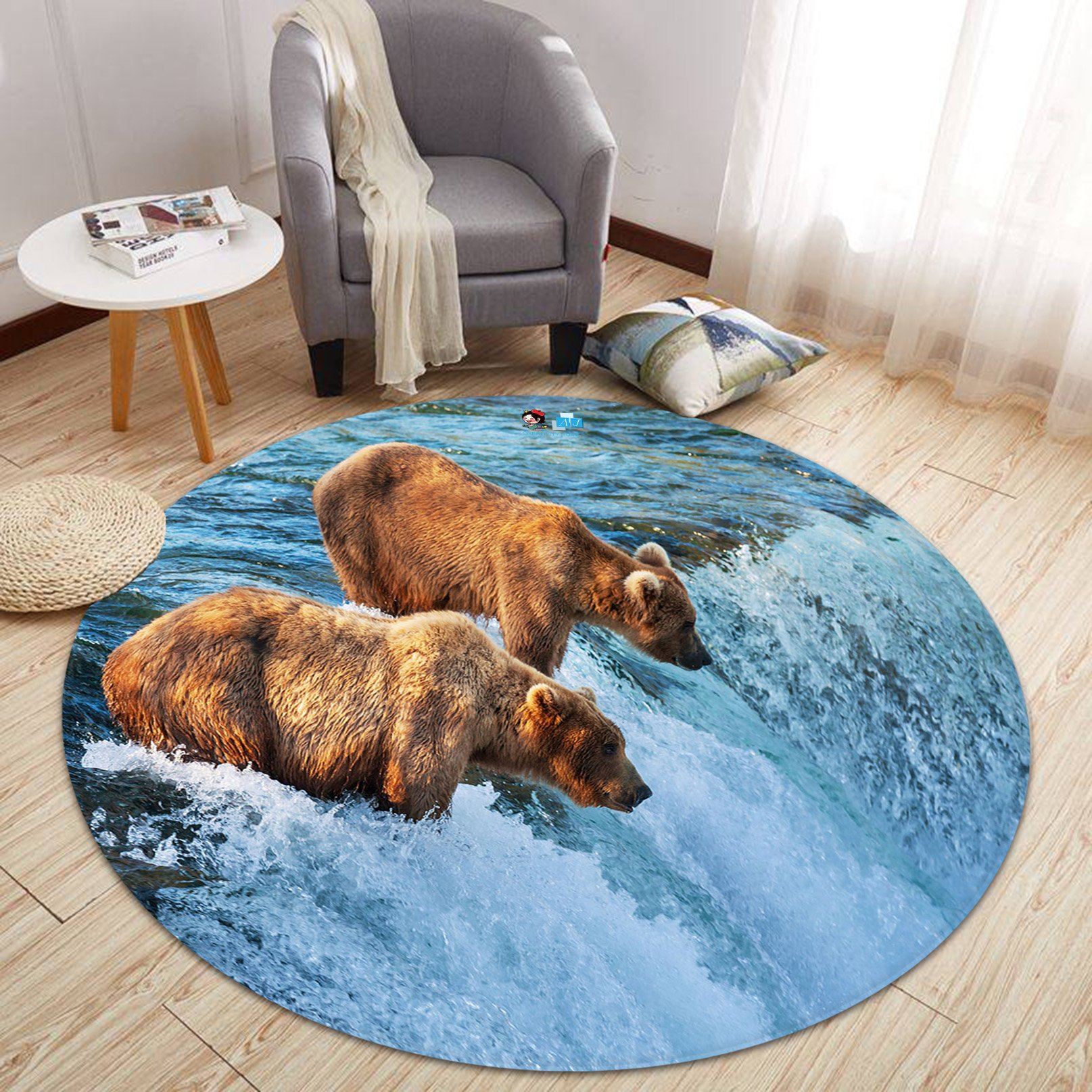 3D Polar Bear 5276 Round Non Slip Rug Mat Mat AJ Creativity Home 