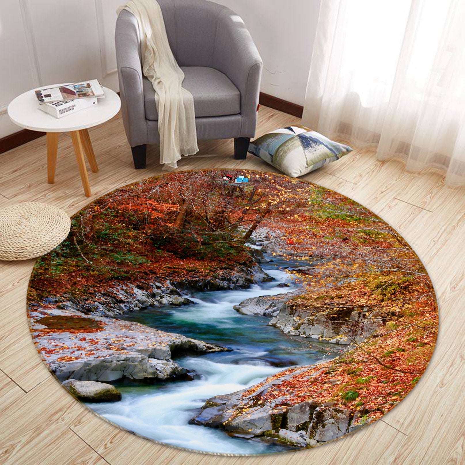 3D River 69114 Round Non Slip Rug Mat