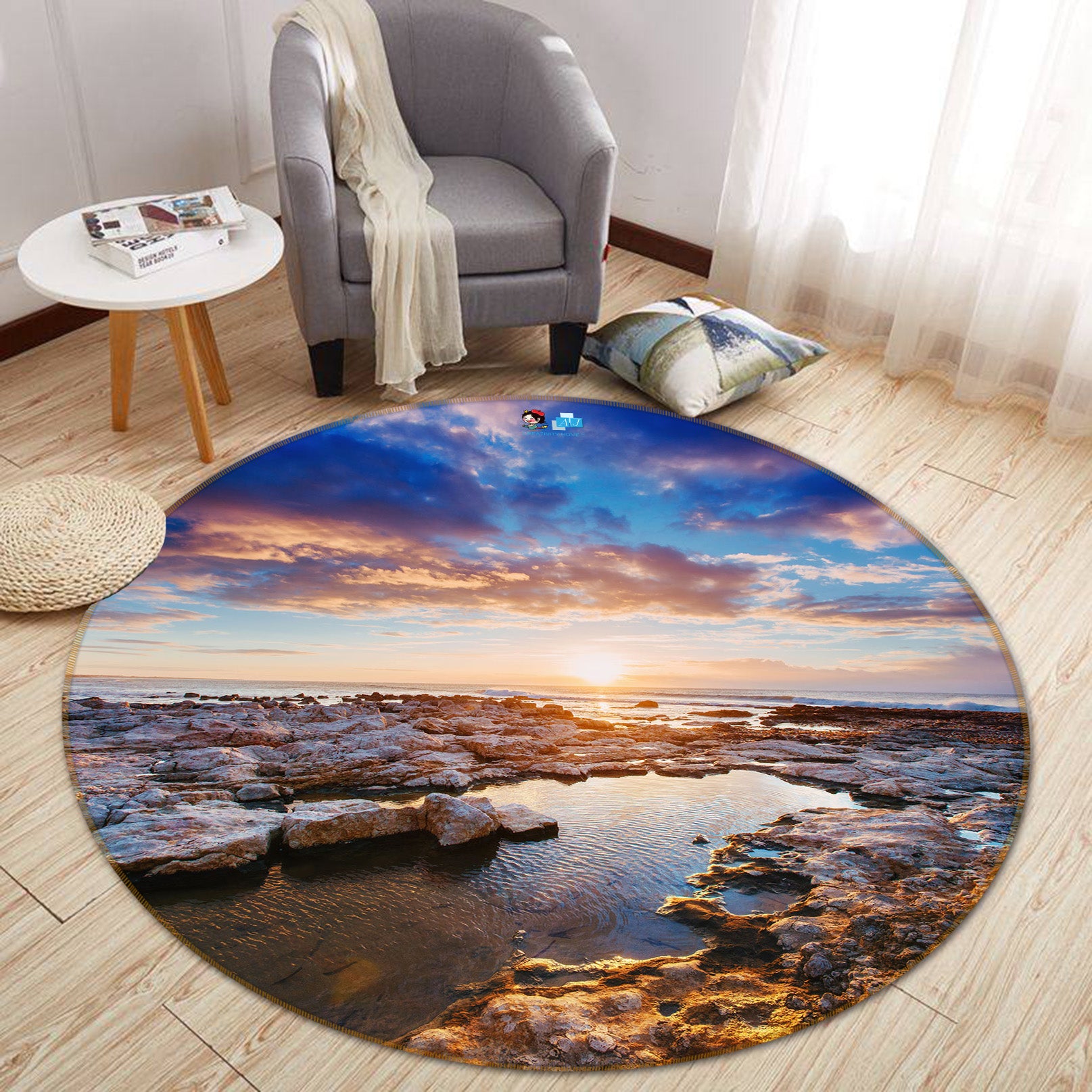 3D Sky Stone 81109 Round Non Slip Rug Mat