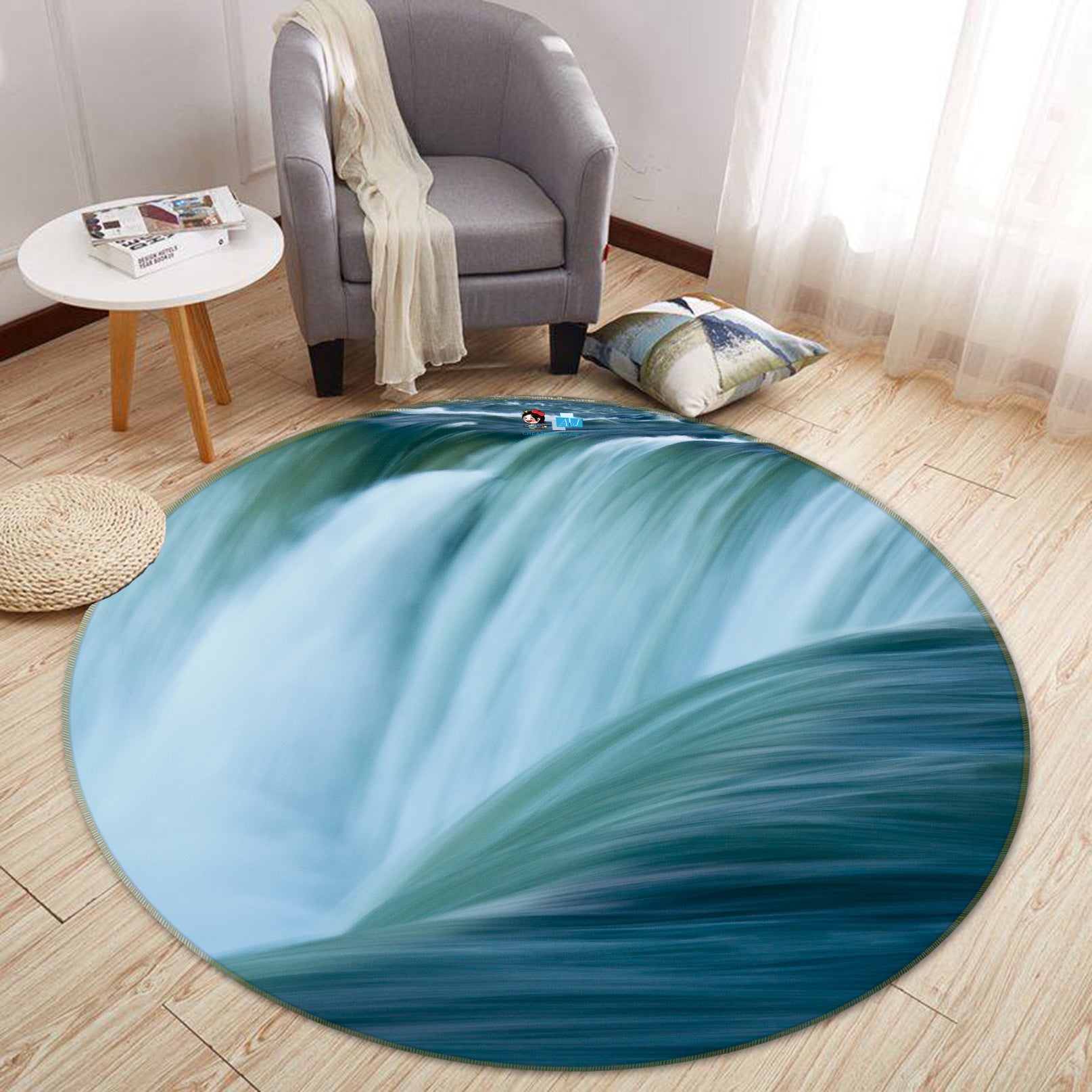 3D Waterfall 69152 Round Non Slip Rug Mat